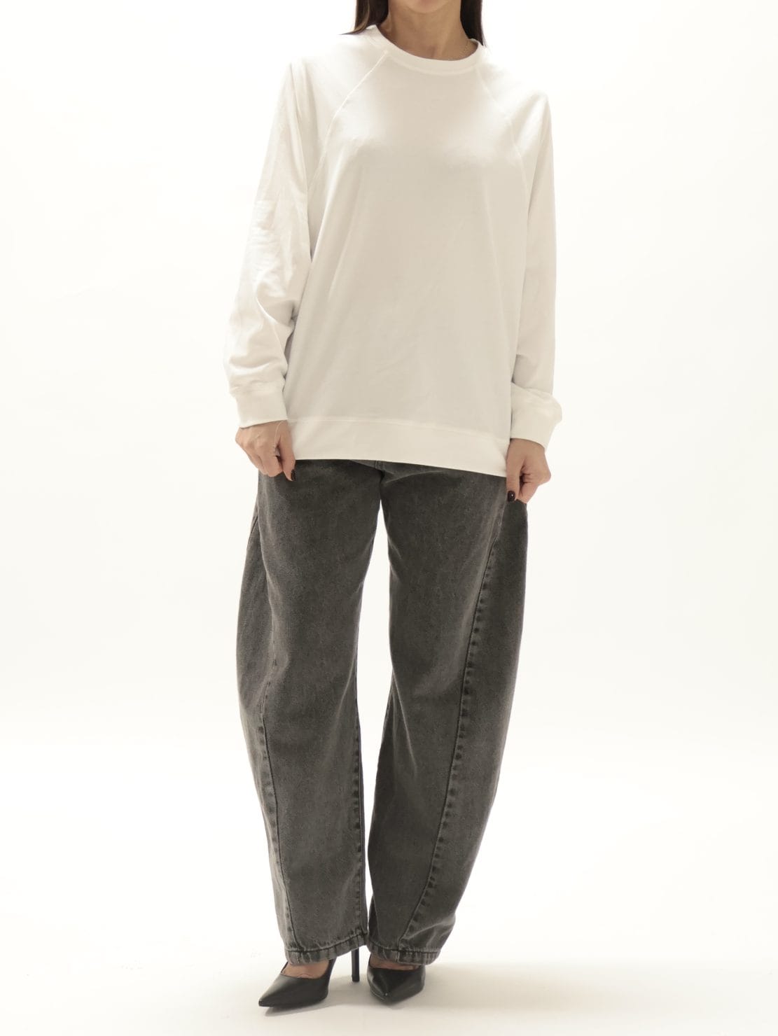 Maglia polsino cuciture bianco