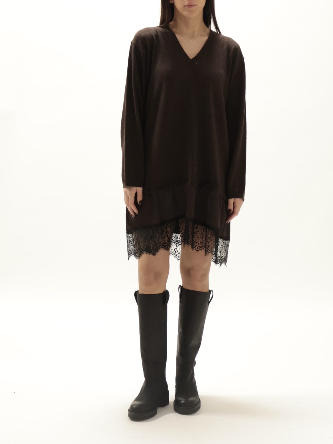 Abito in maglia con pizzo moro