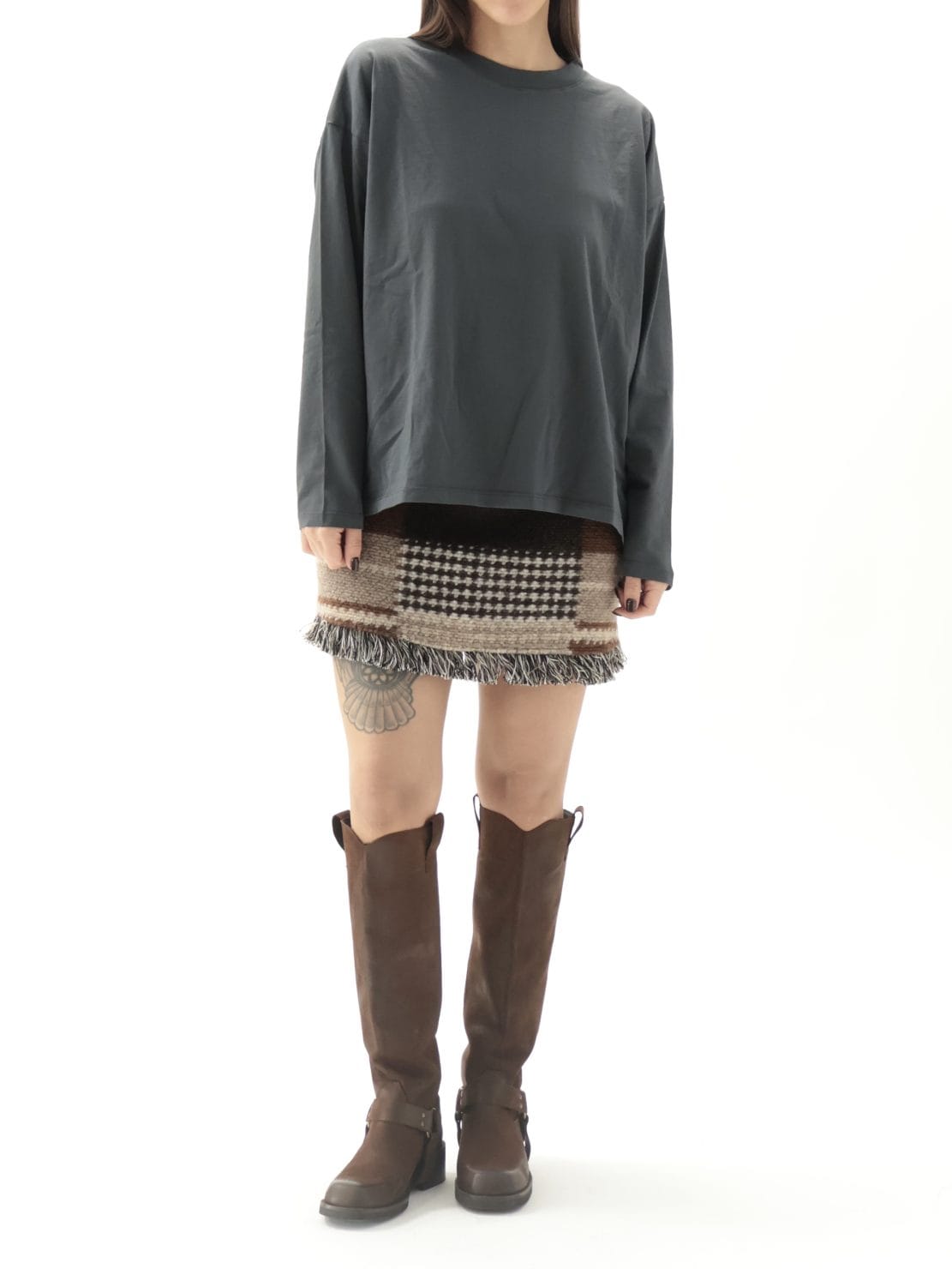 T-Shirt basica manica lunga piombo