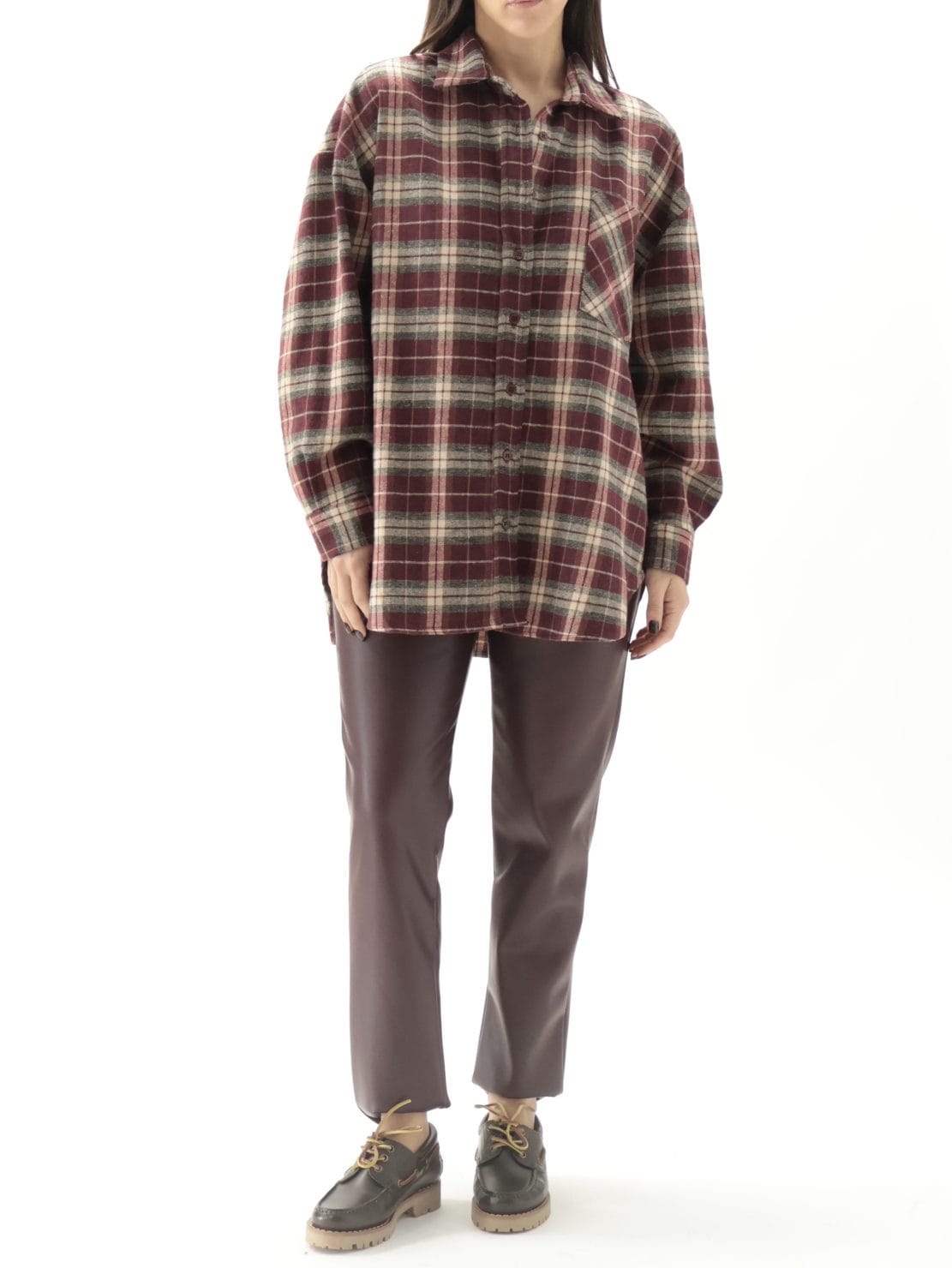 Camicia check vino