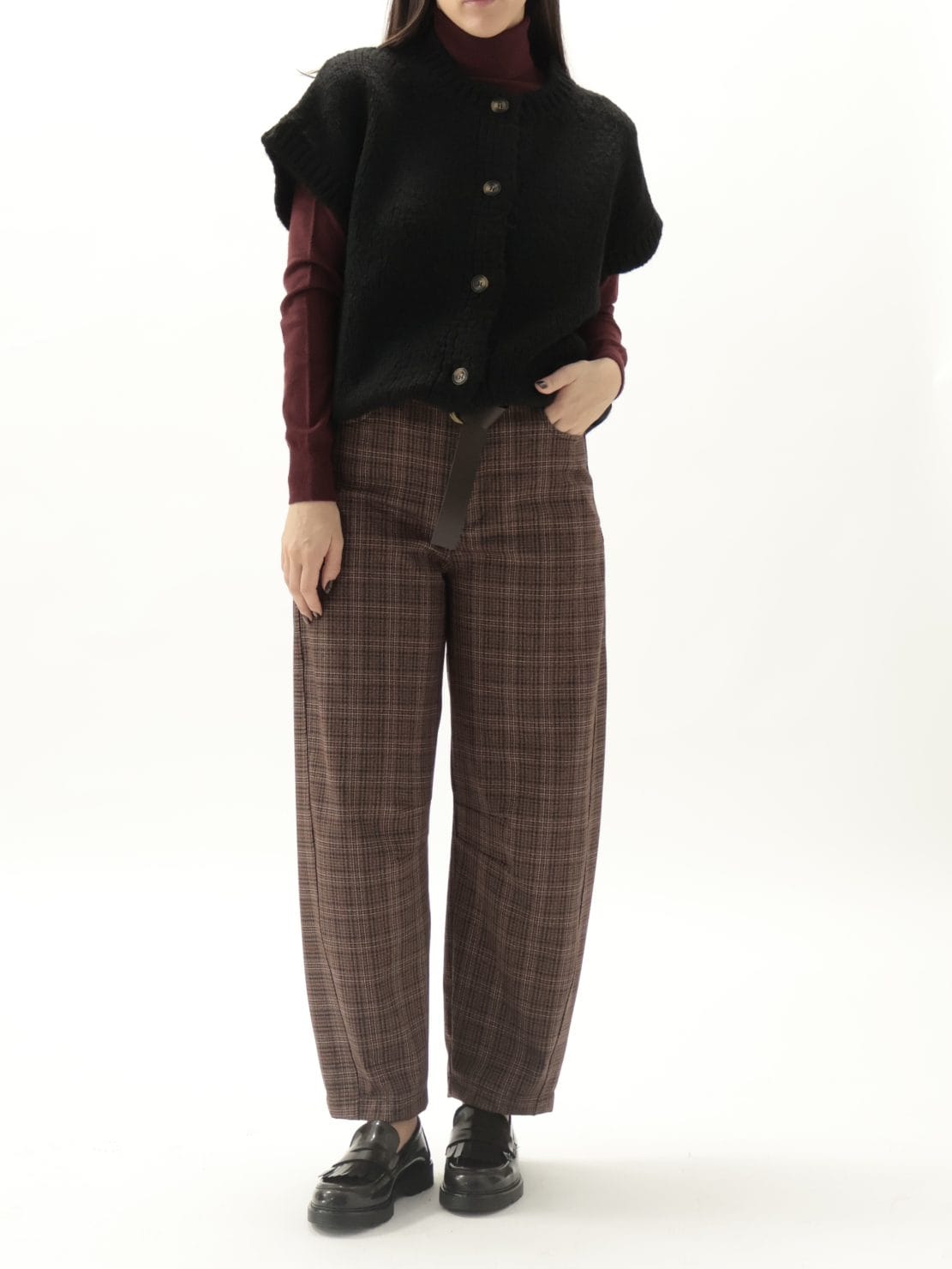 Pantalone ovetto con cintura rosso
