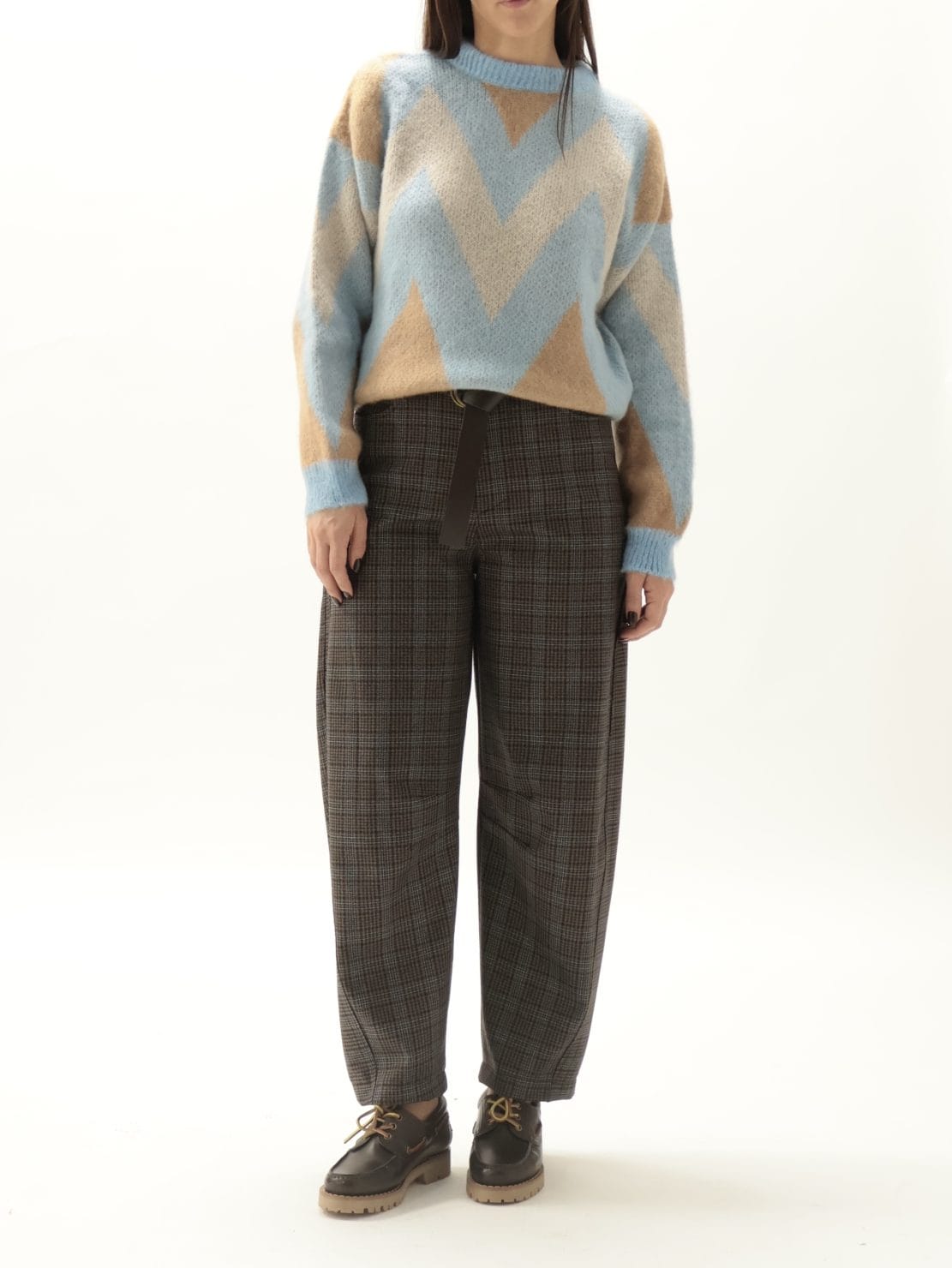 Pantalone ovetto con cintura blu