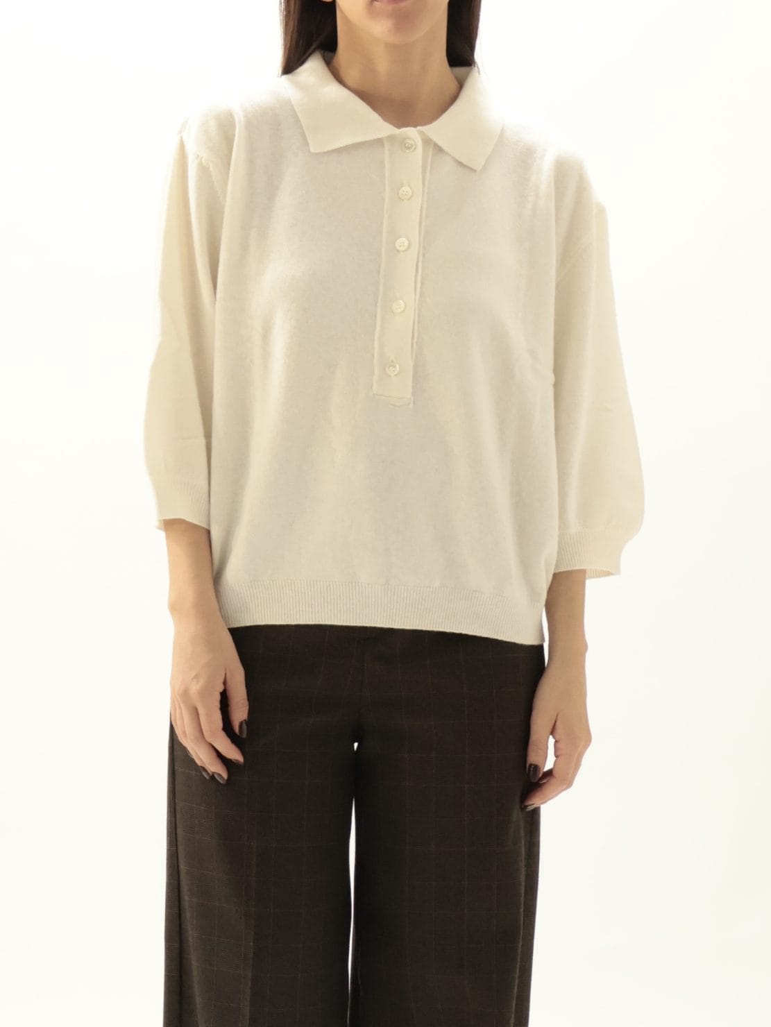 Polo in maglia panna