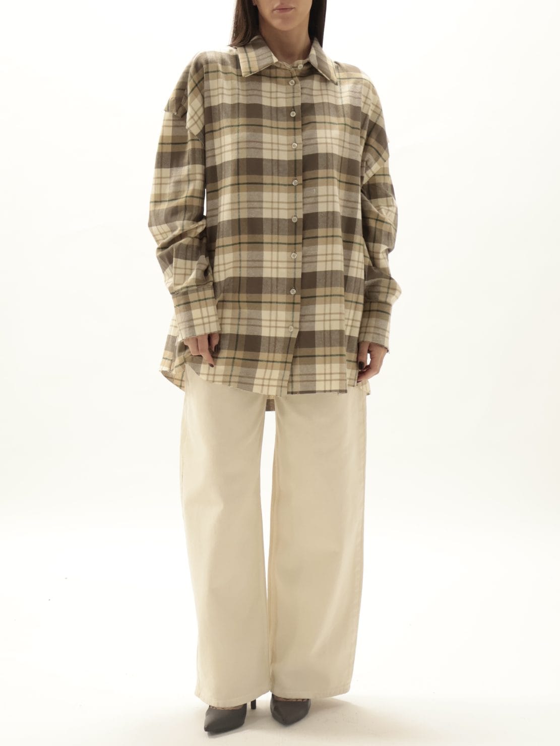Camicia check marrone/beige