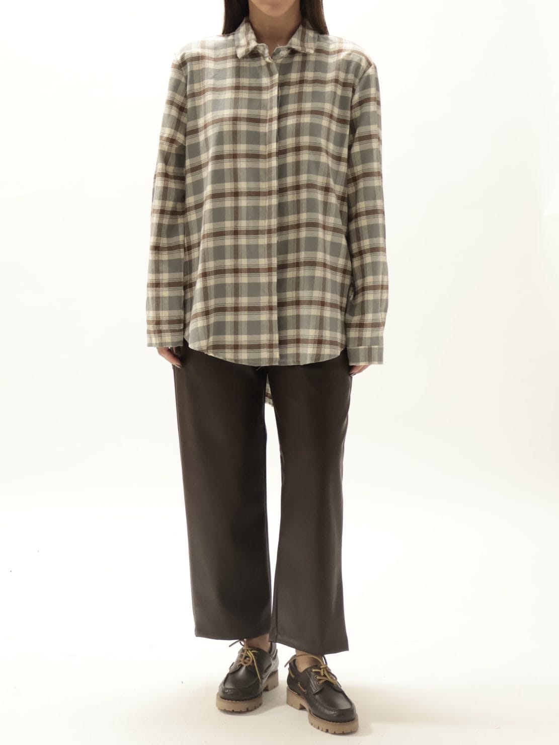 Camicia check panna/grigio