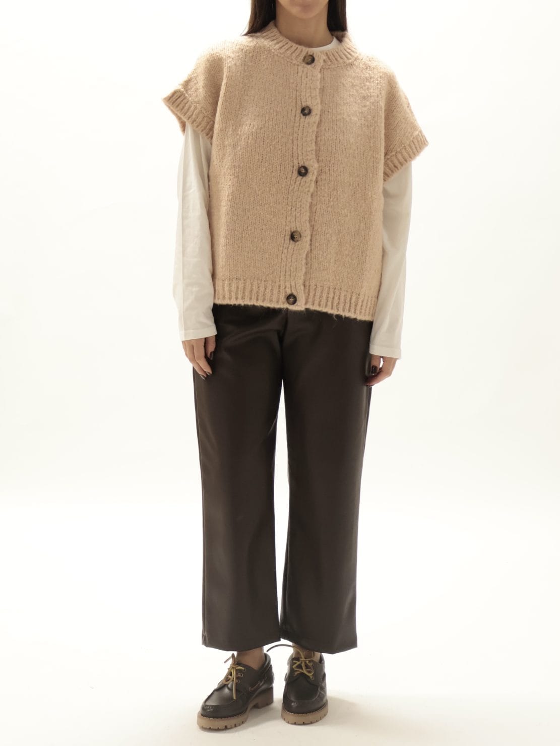 Gilet bottoni cipria
