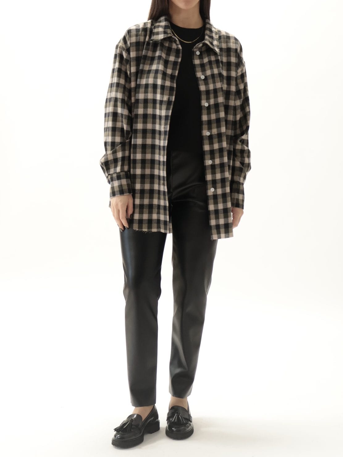 Camicia check nero/oliva
