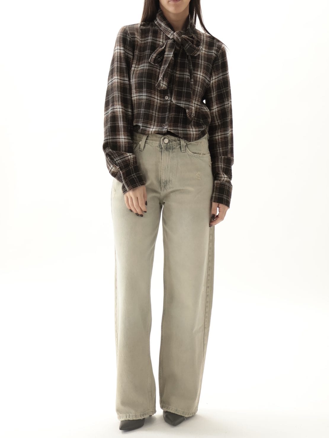 Camicia tartan con fiocco moro