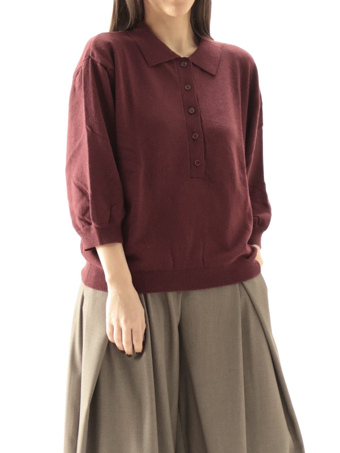 Polo in maglia vino