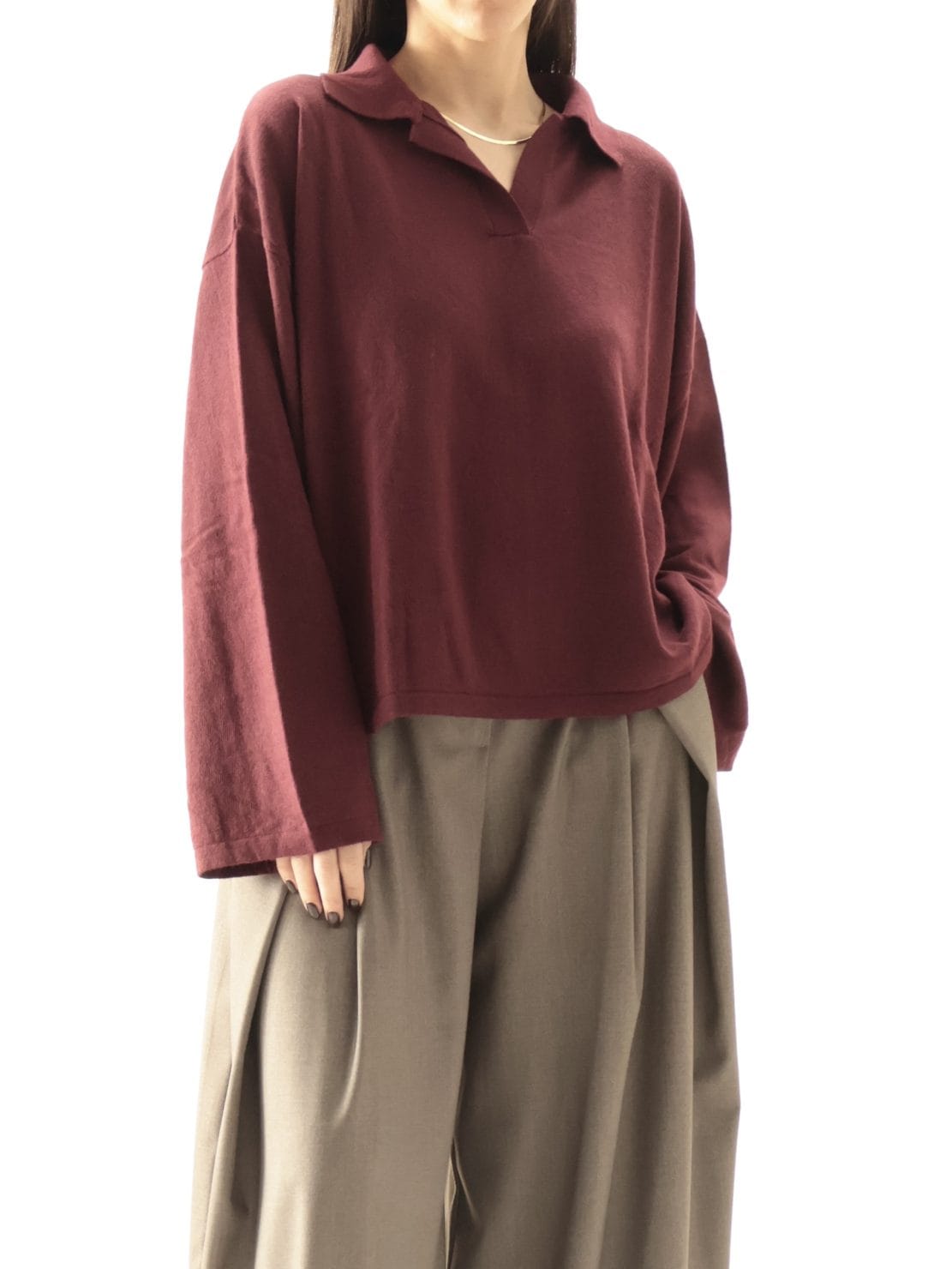 Polo scollo V manica lunga vino PREORDINE 20/10