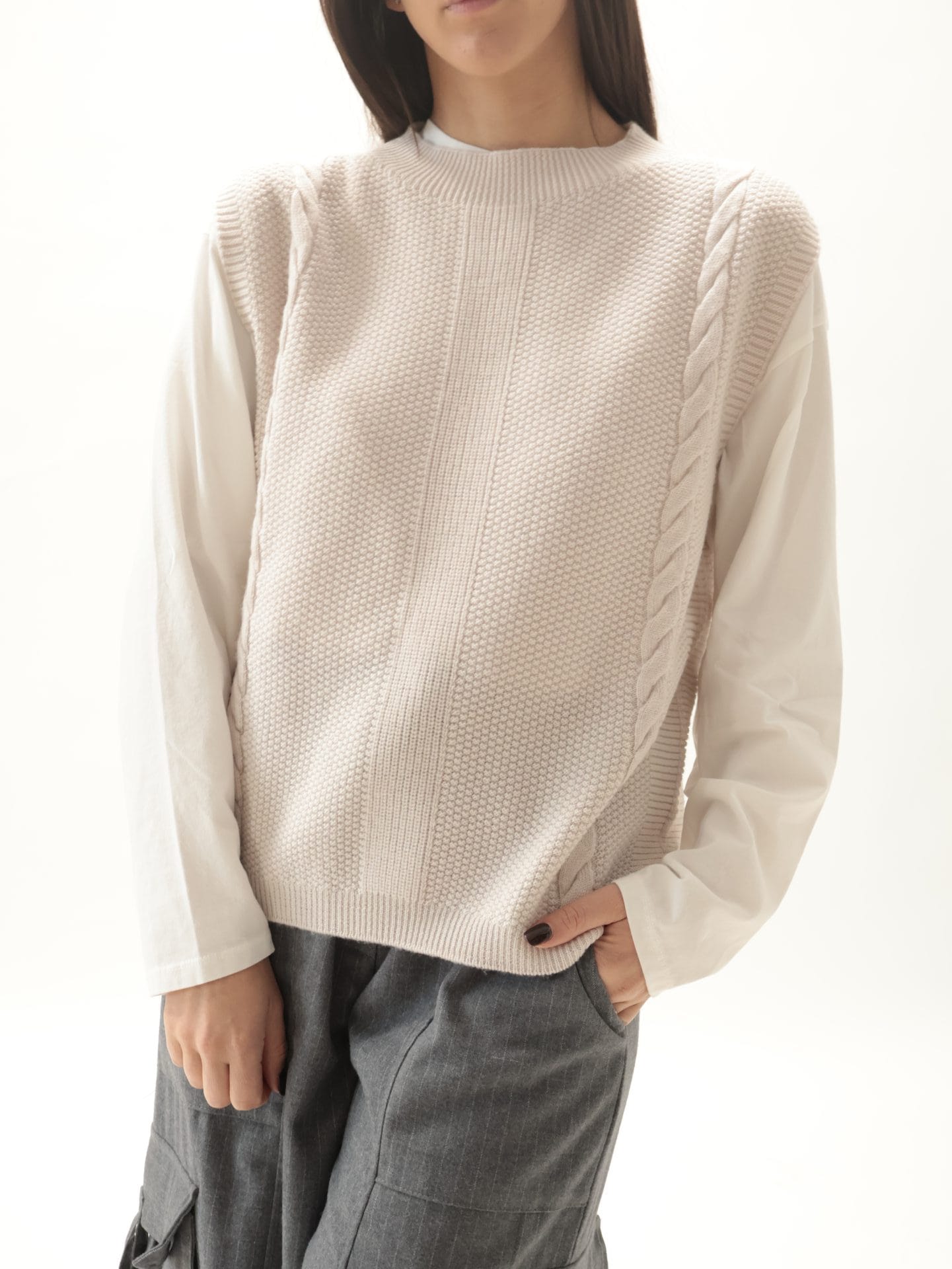 Gilet 100% lana vergine avorio