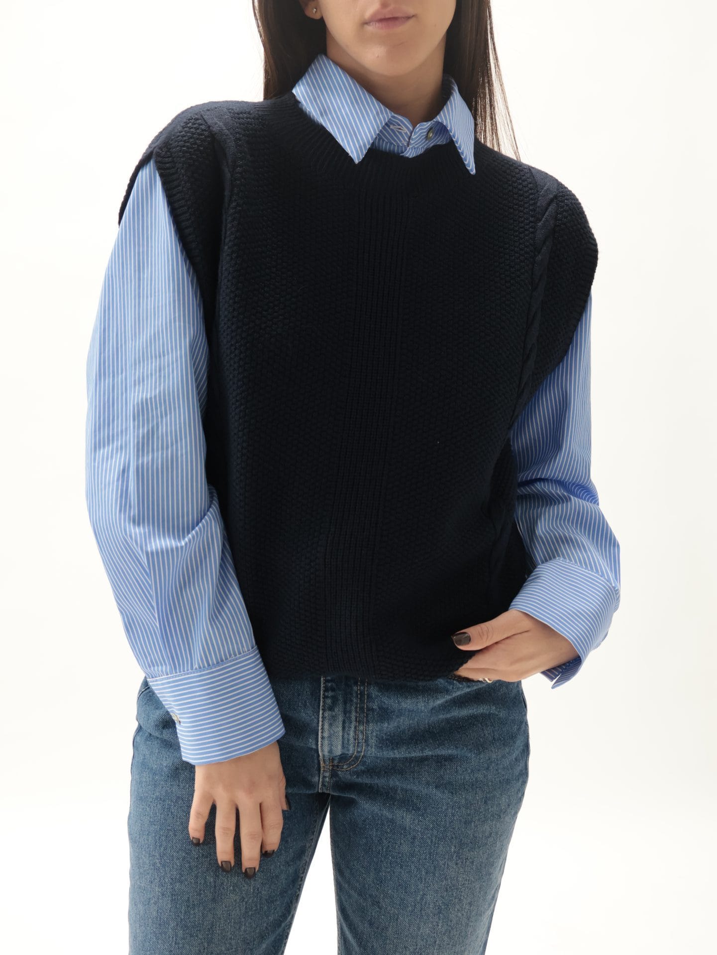 Gilet 100% lana vergine blu