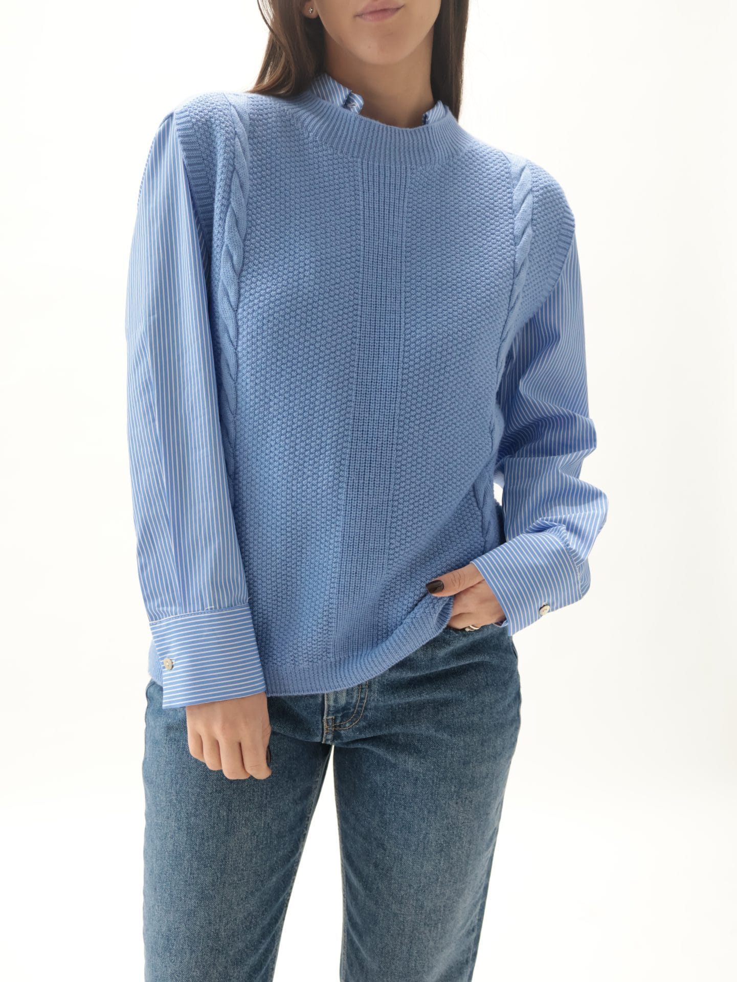 Gilet 100% lana vergine cielo