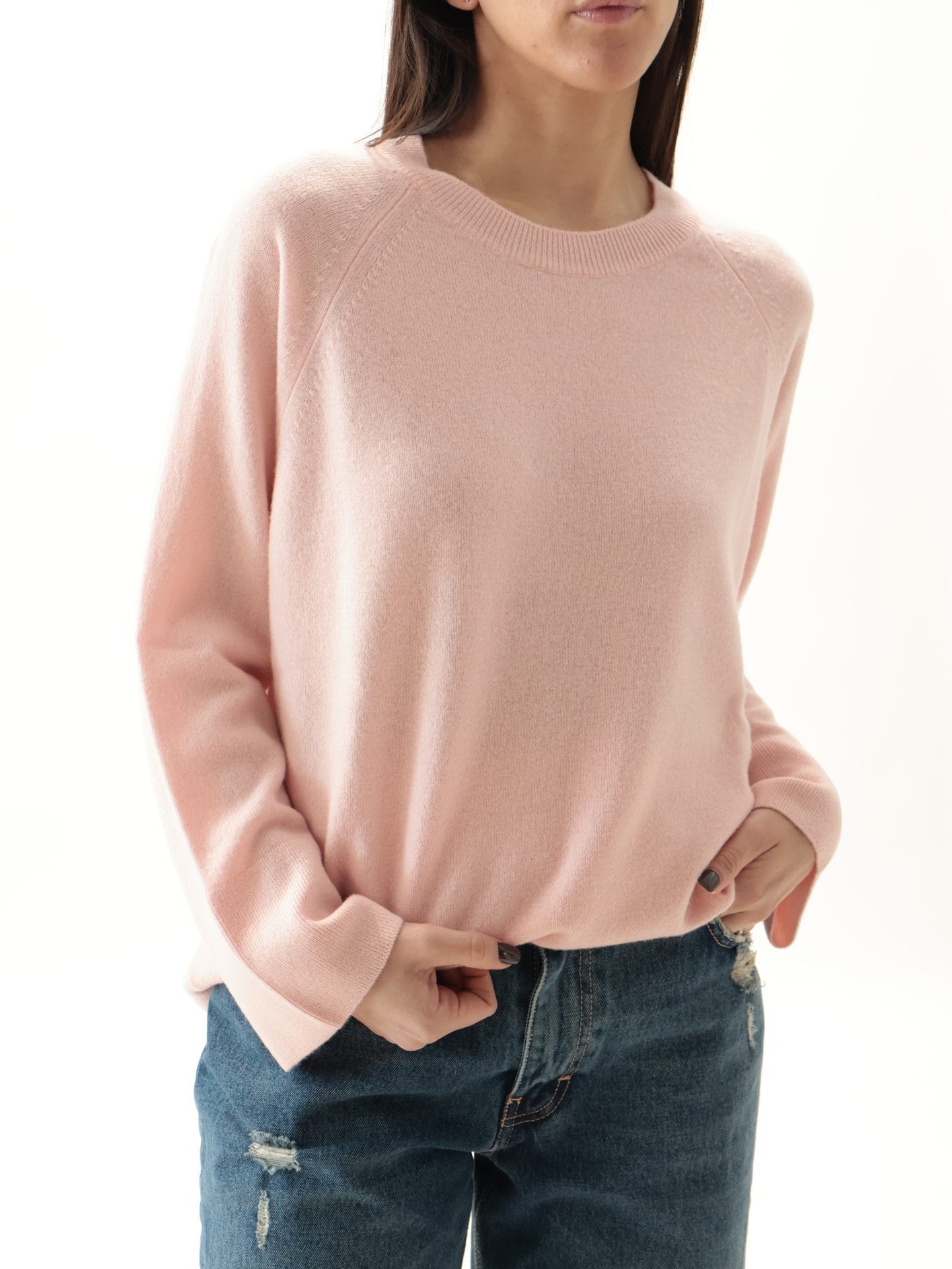 Maglione girocollo 100% lana vergine rosa