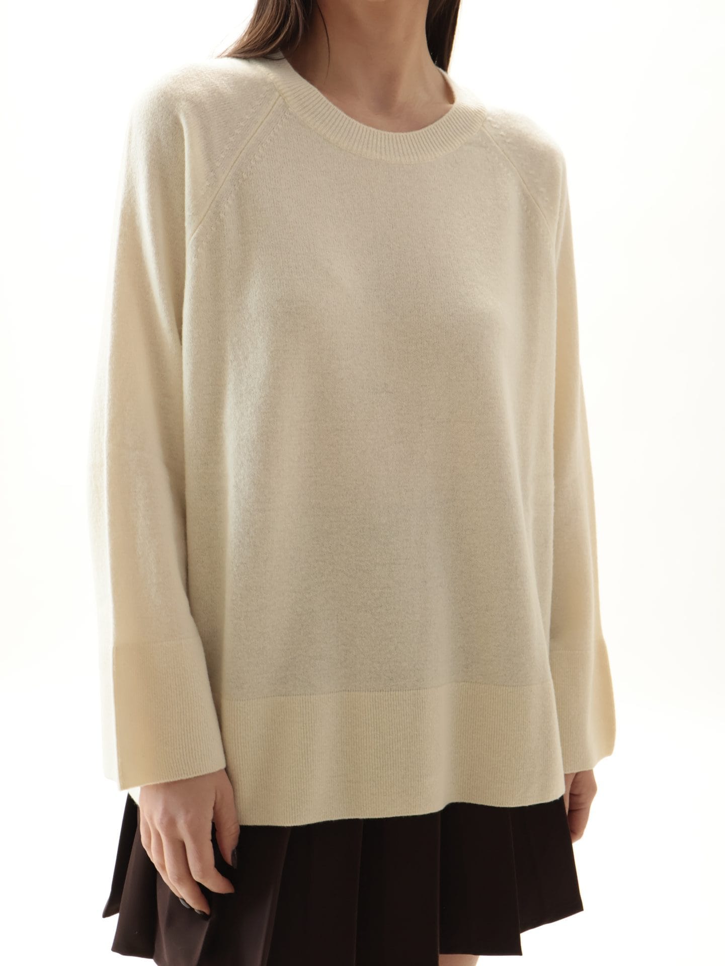 Maglione girocollo 100% lana vergine panna