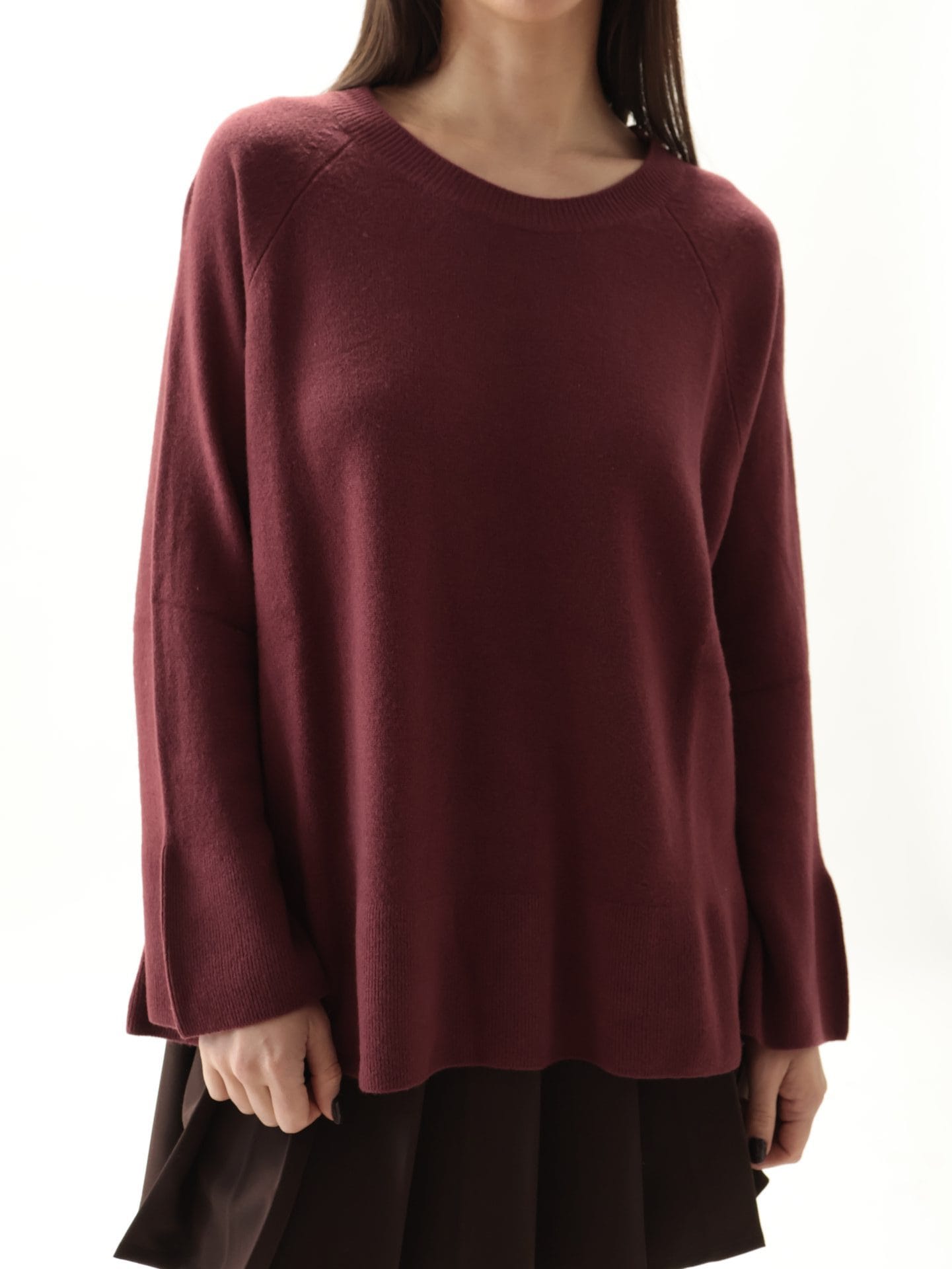 Maglione girocollo 100% lana vergine bordeaux