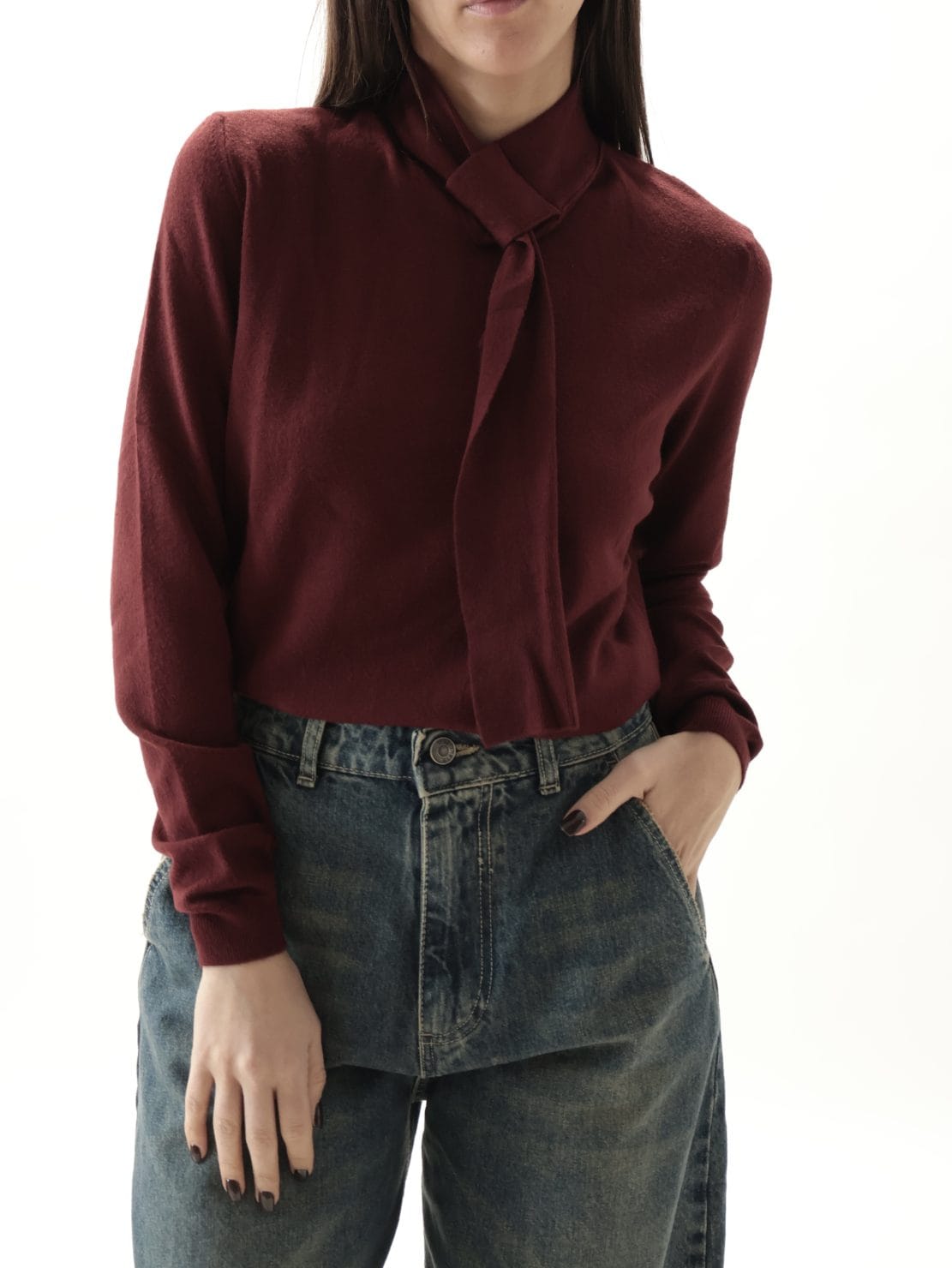 Maglia fusciacca collo bordeaux