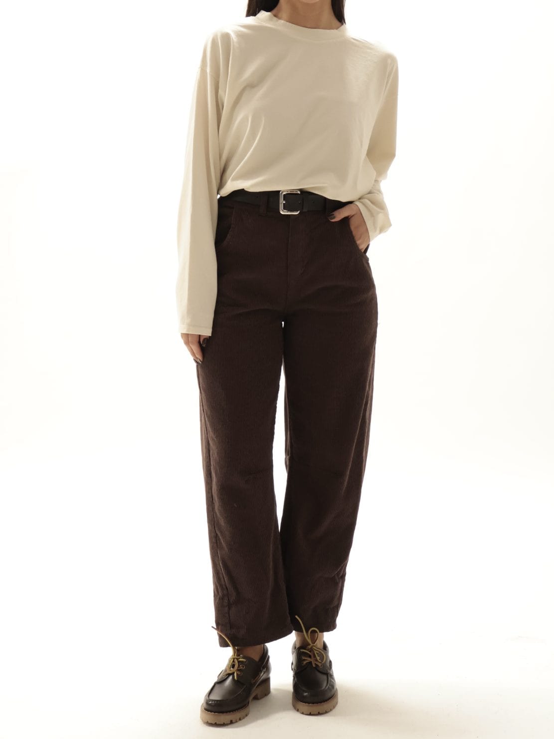 Pantalone velluto basico moro