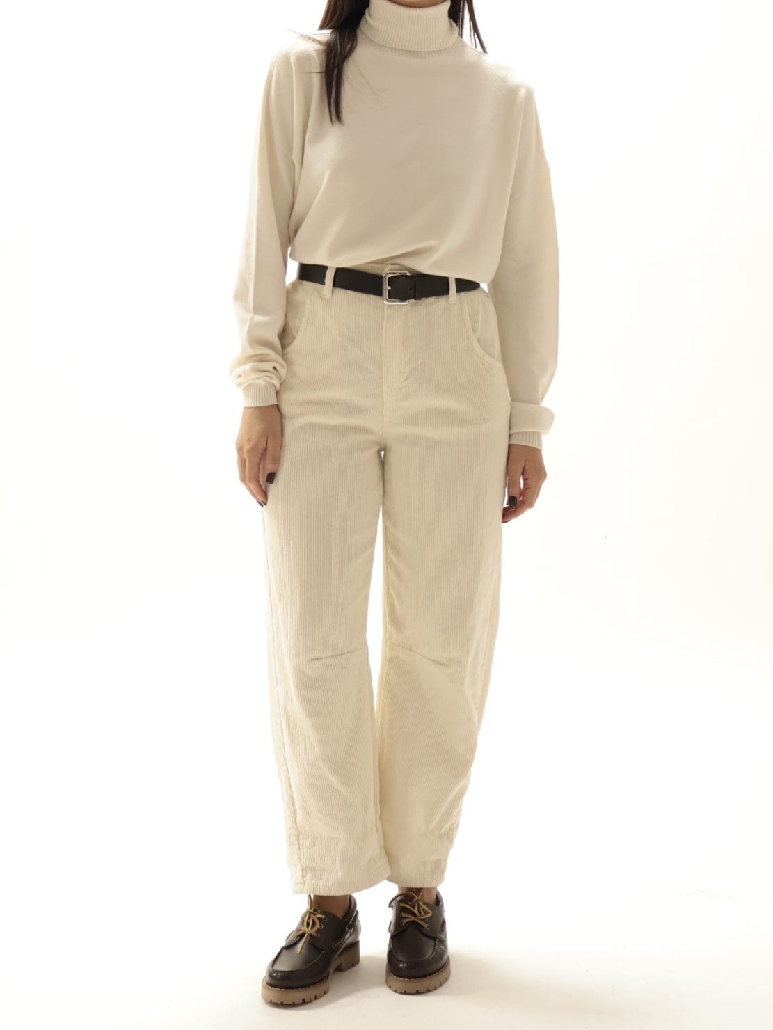 Pantalone velluto basico burro