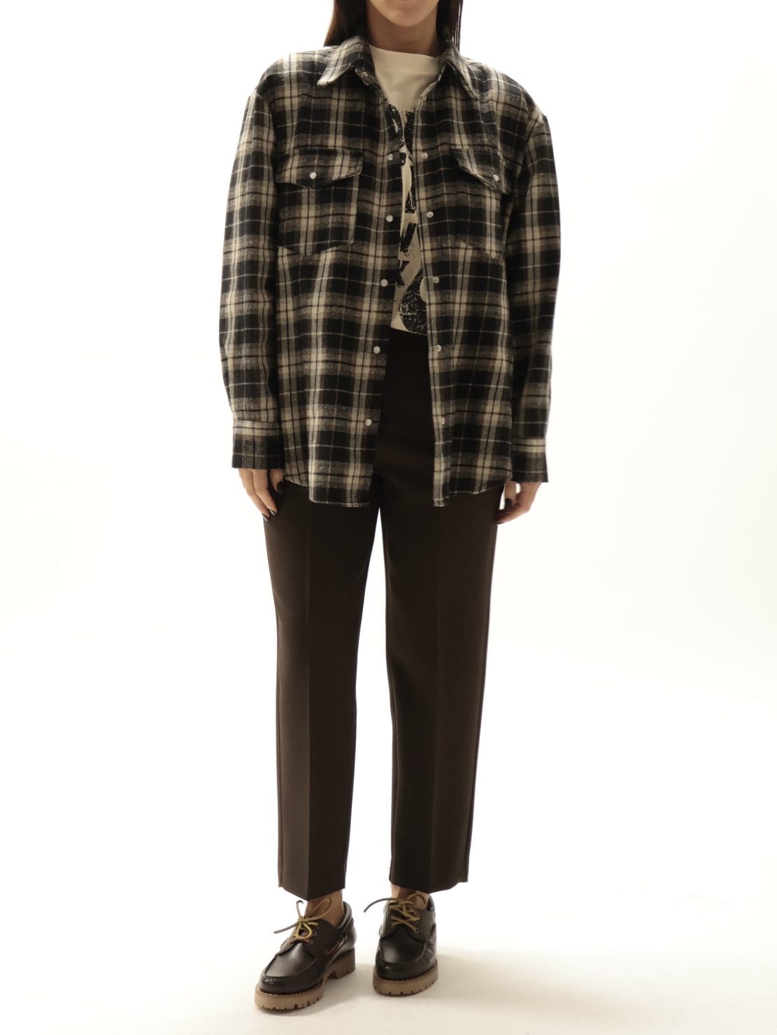 Camicia con t-shirt nero/burro