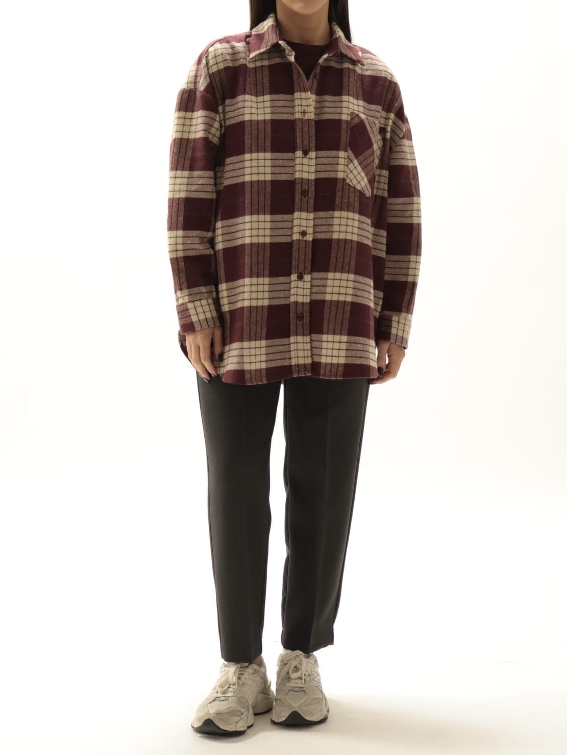 Camicia quadro vino/panna