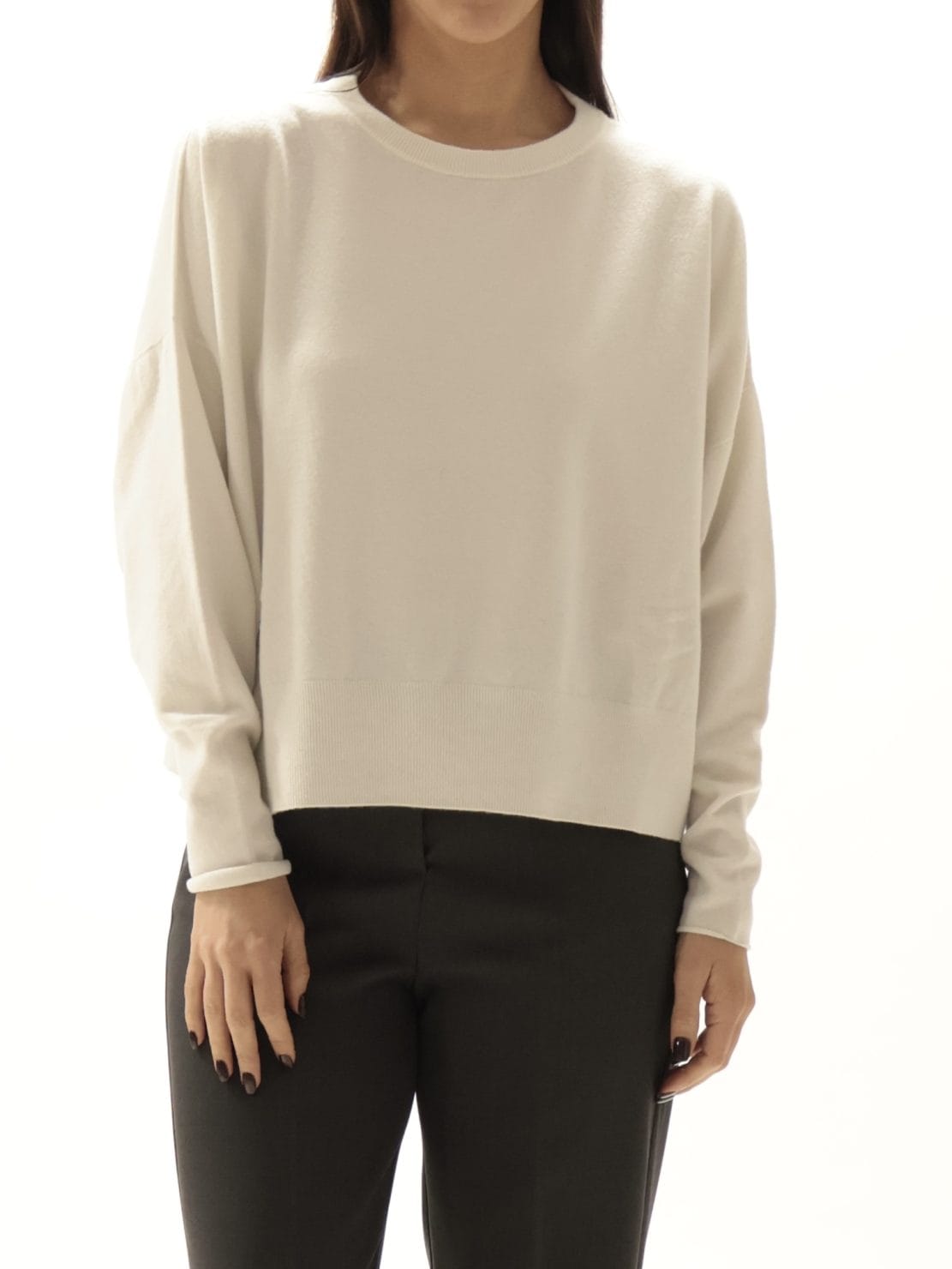 Maglioncino basico crop panna