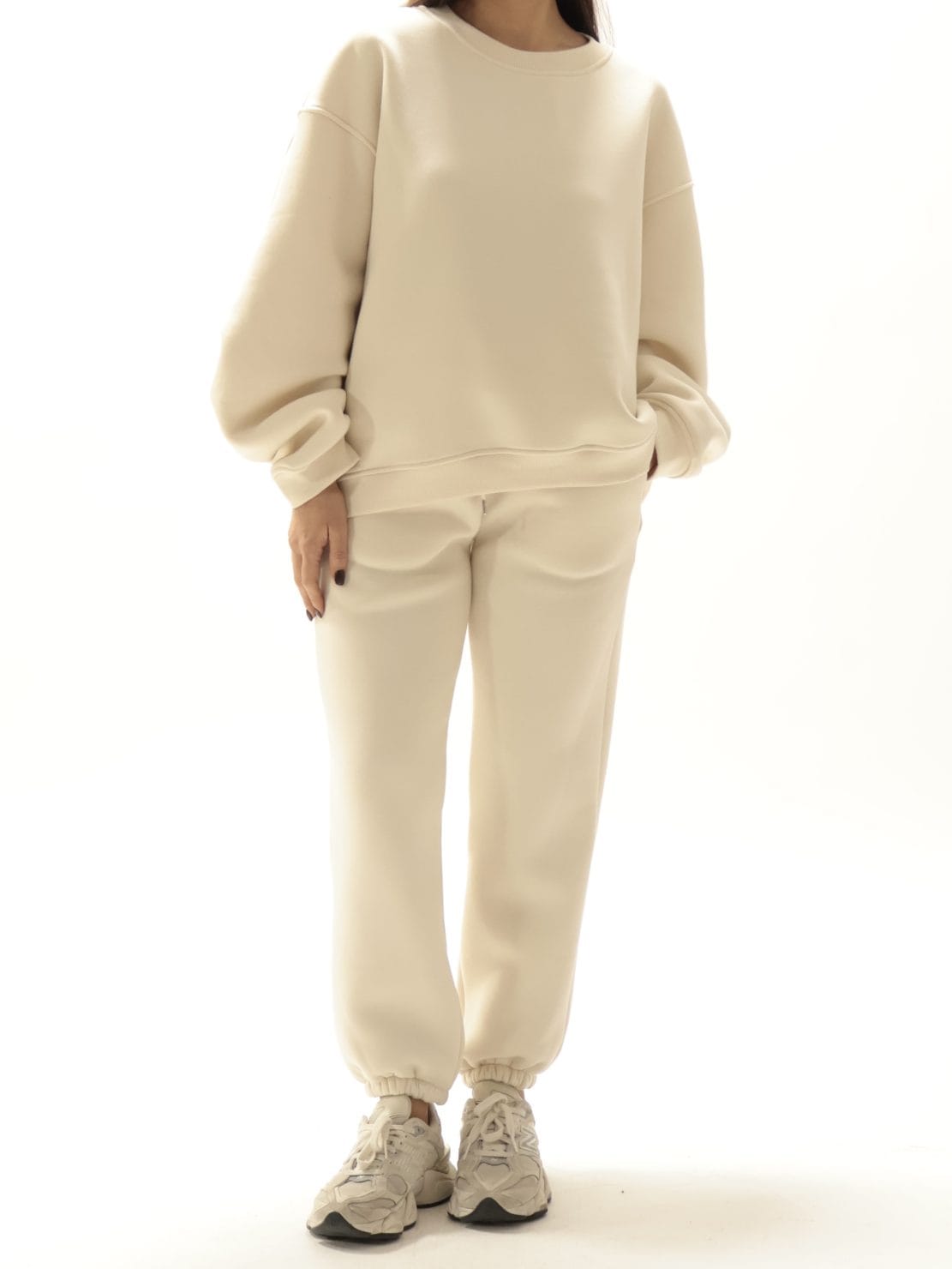 Pantalone tuta felpato panna