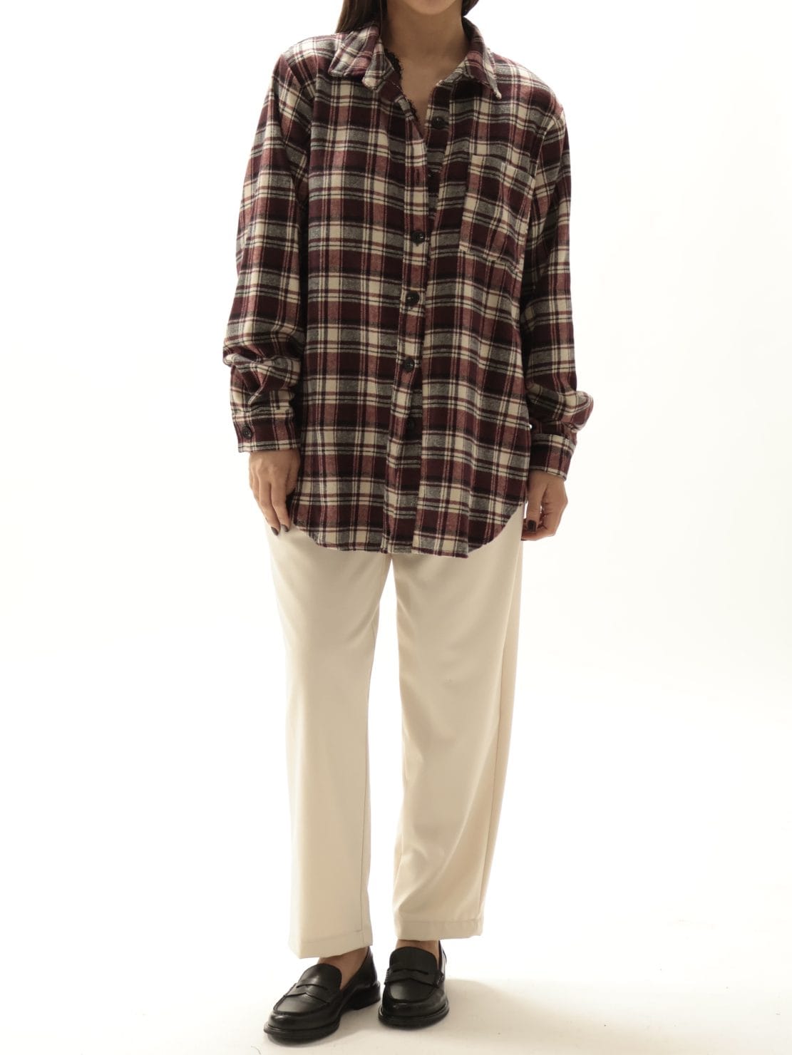 Camicia quadro nero/bordeaux