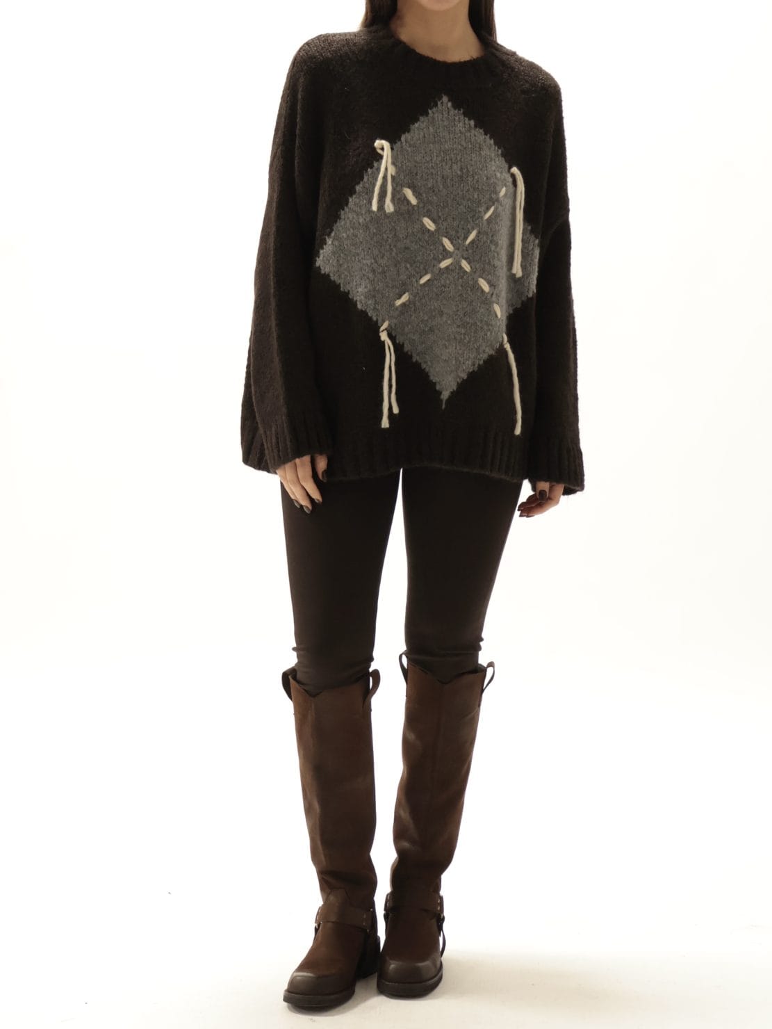 Maglione rombo moro/grigio