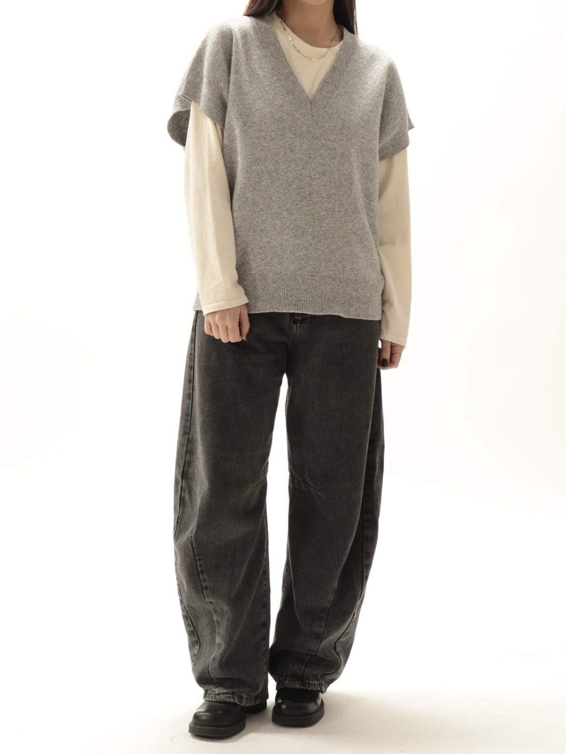 Gilet scollo V grigio