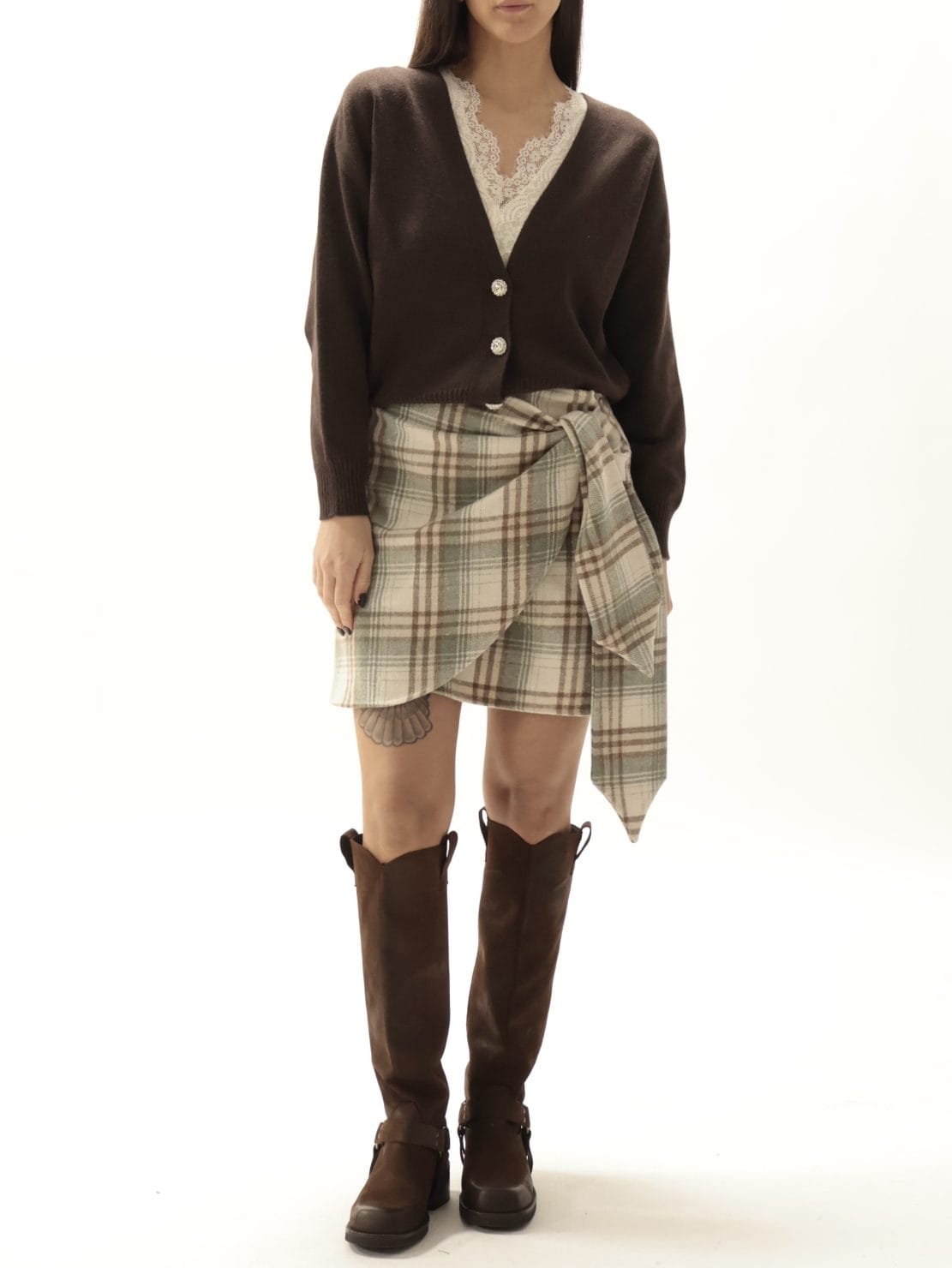 Cardigan 3 bottoni gioiello moro