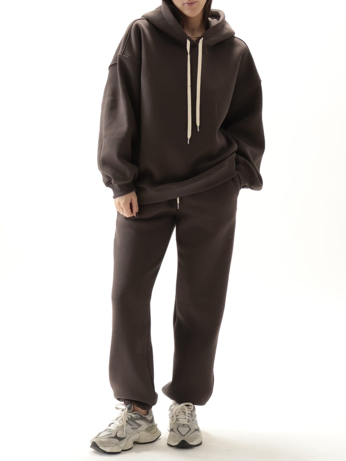 Felpa felpata con cappuccio cioccolato