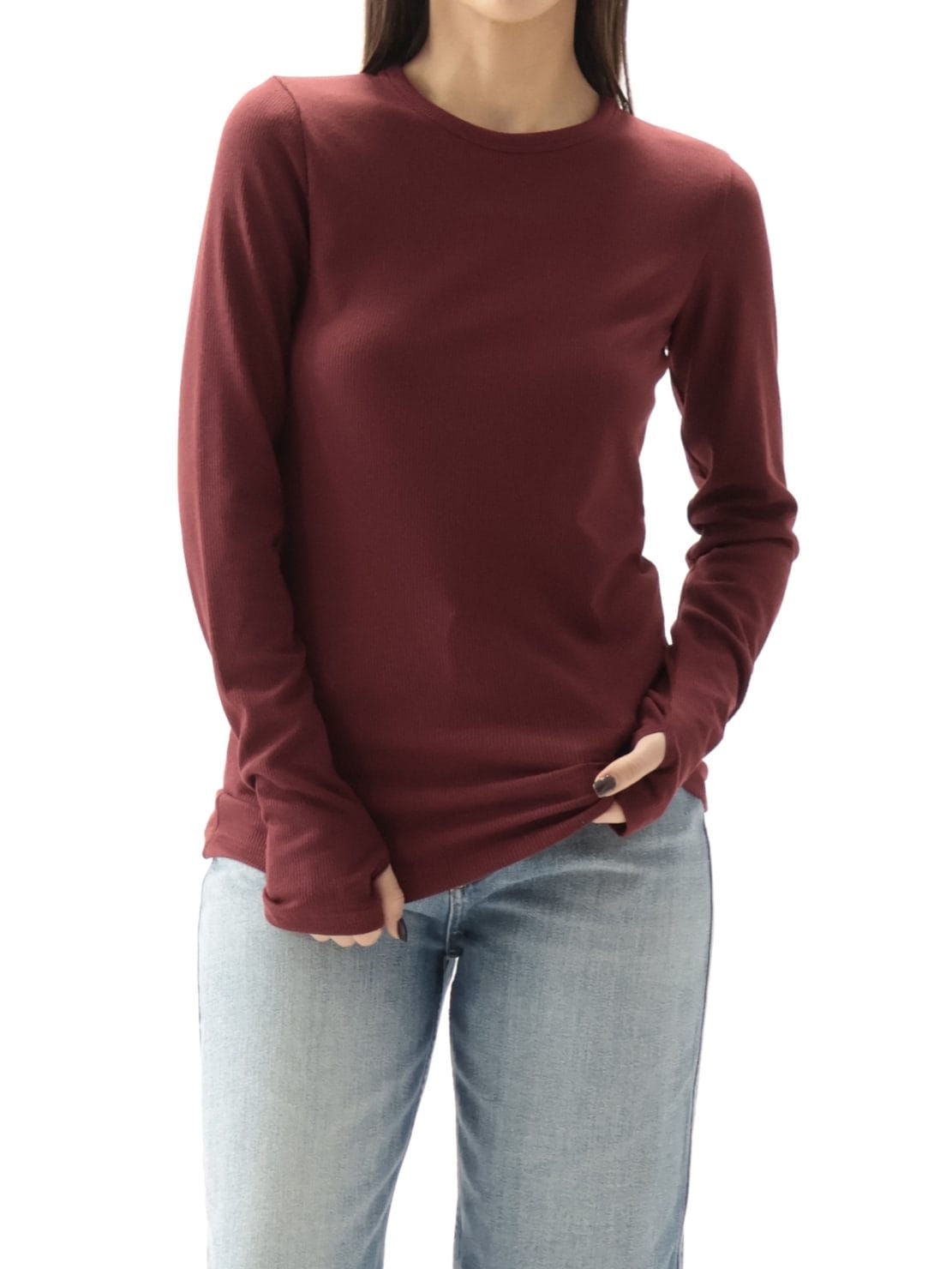 Maglia basica costine girocollo bordeaux