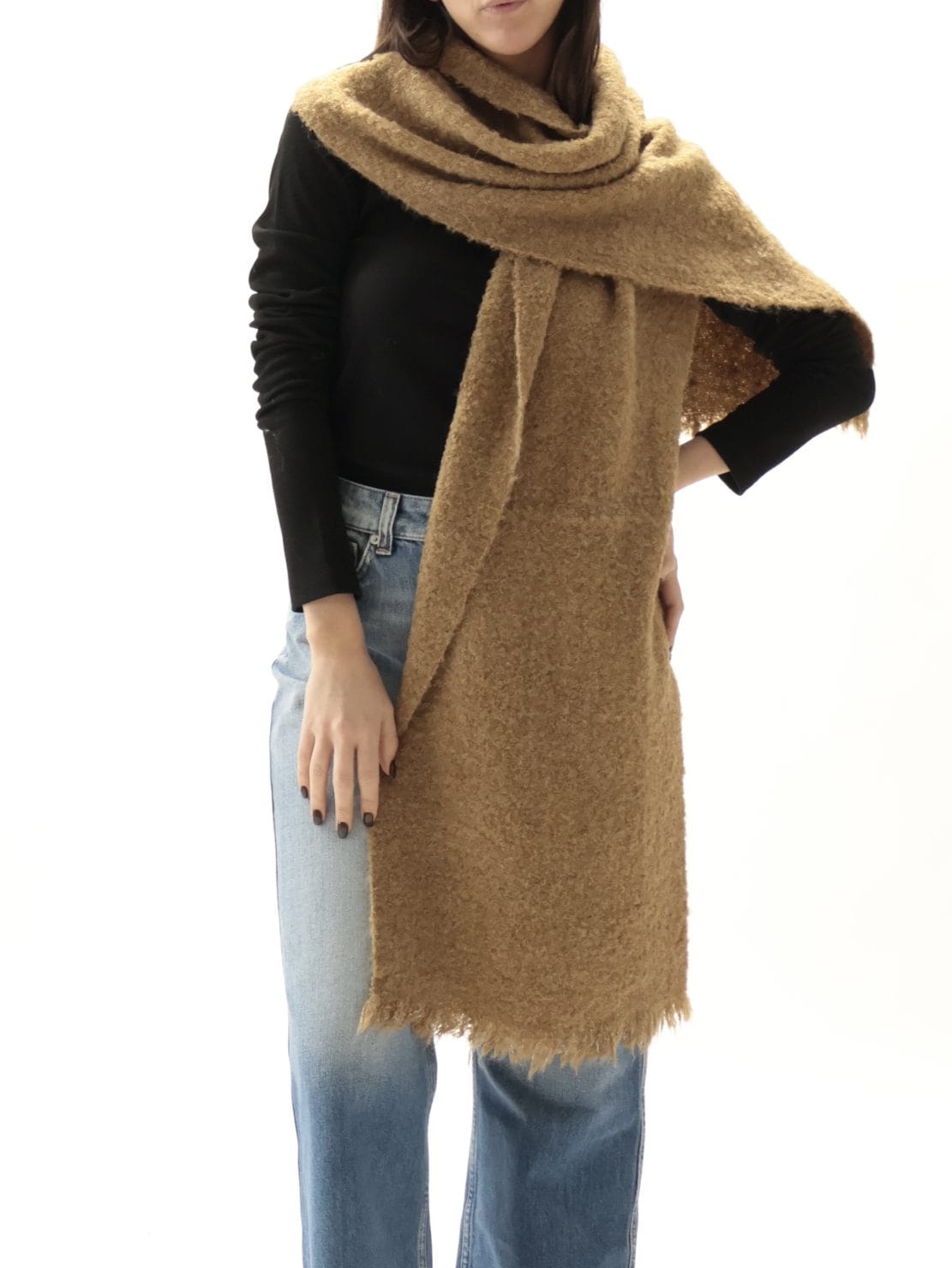 Sciarpa fluffy cammello