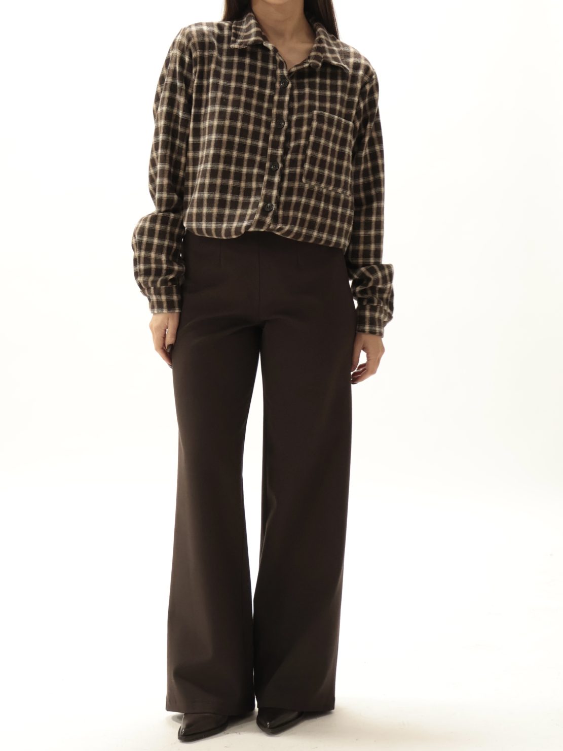 Pantalone punto milano elastico vita moro