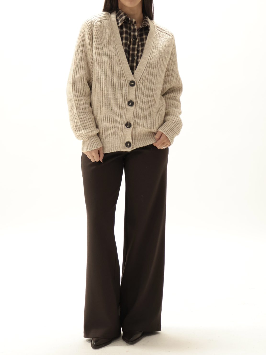 Cardigan punto pannocchia beige