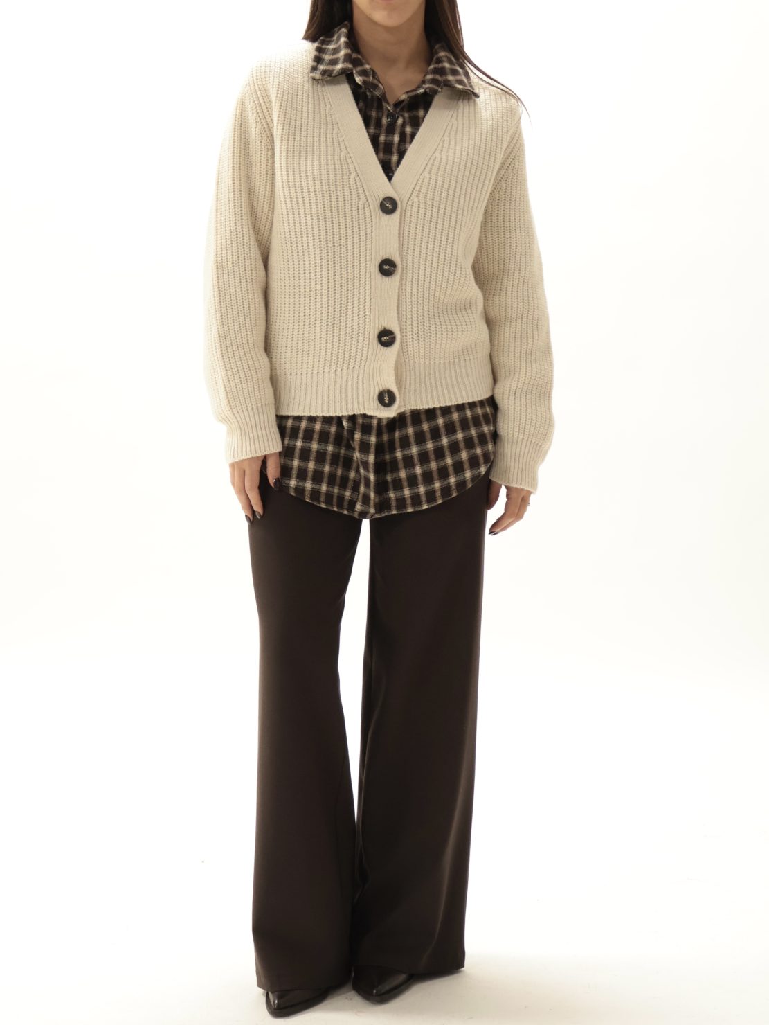 Cardigan punto pannocchia burro