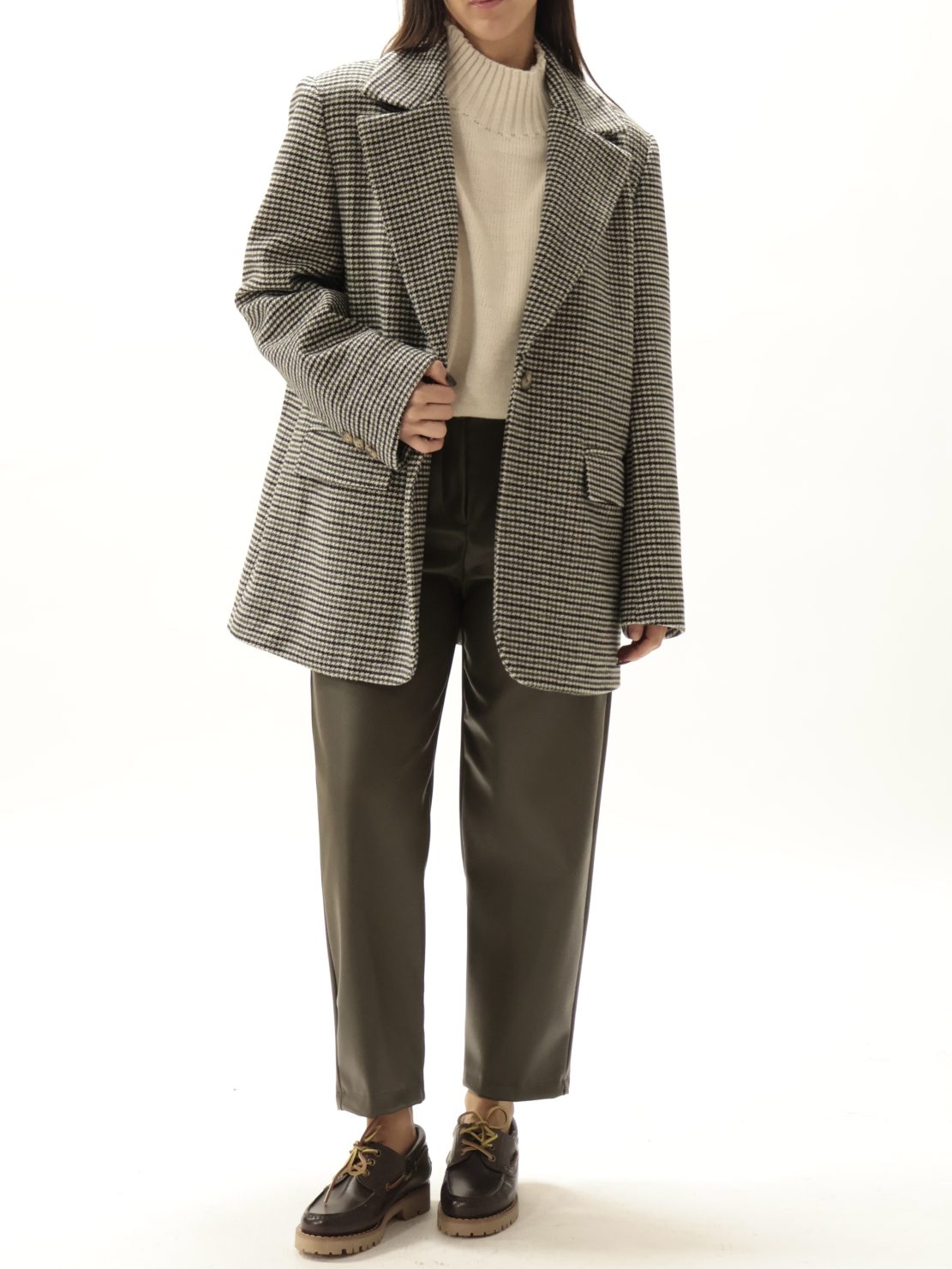 Giacca pied de poule panna/nero/verde