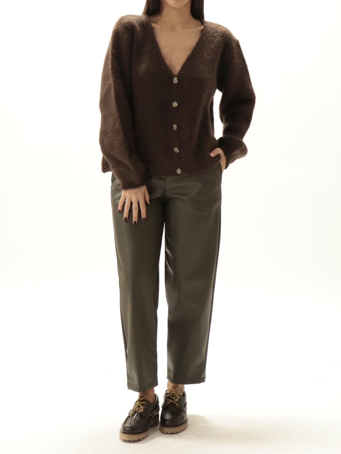 Cardigan scollo V kid mohair moro