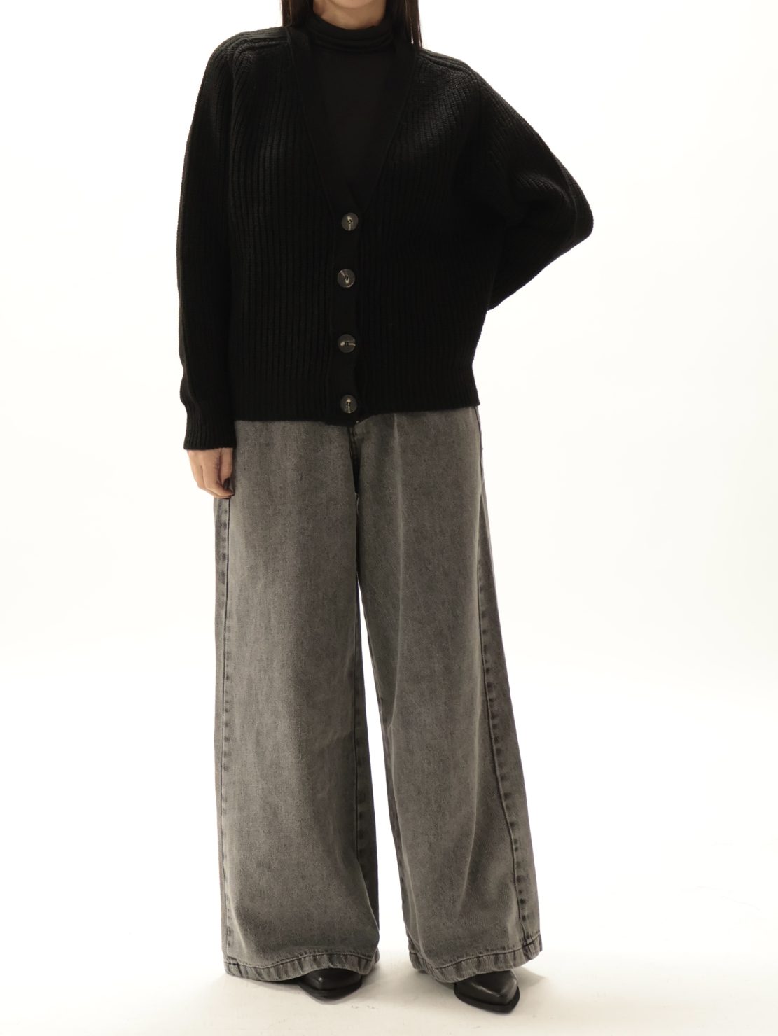 Cardigan punto pannocchia nero