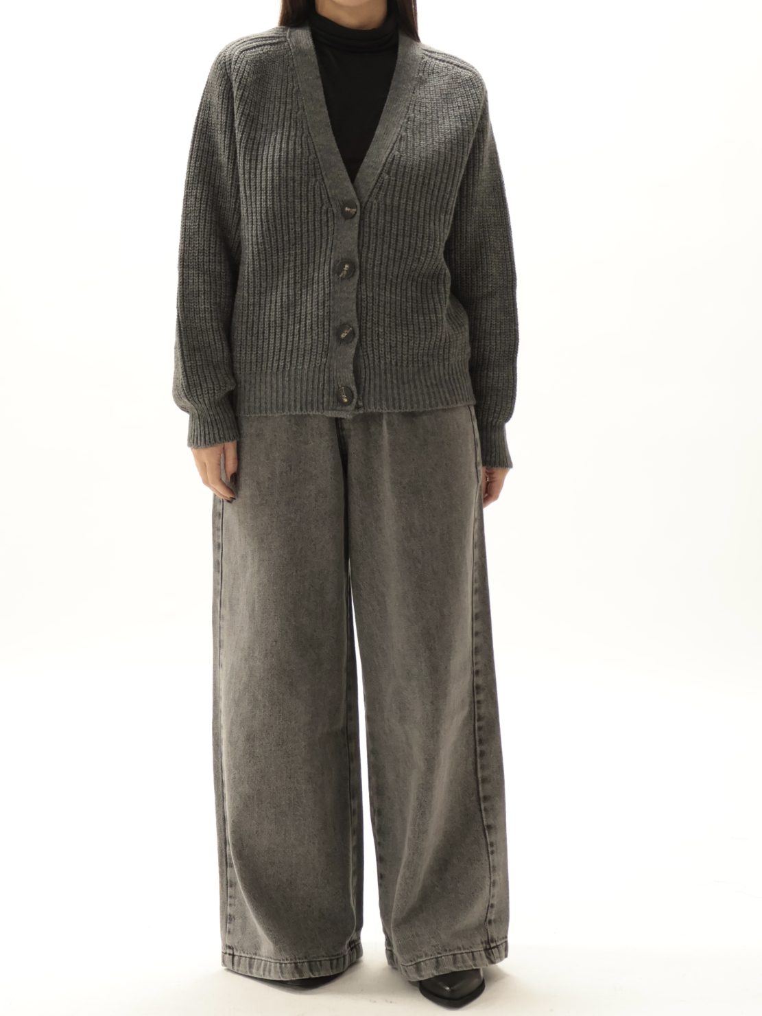 Cardigan punto pannocchia grigio