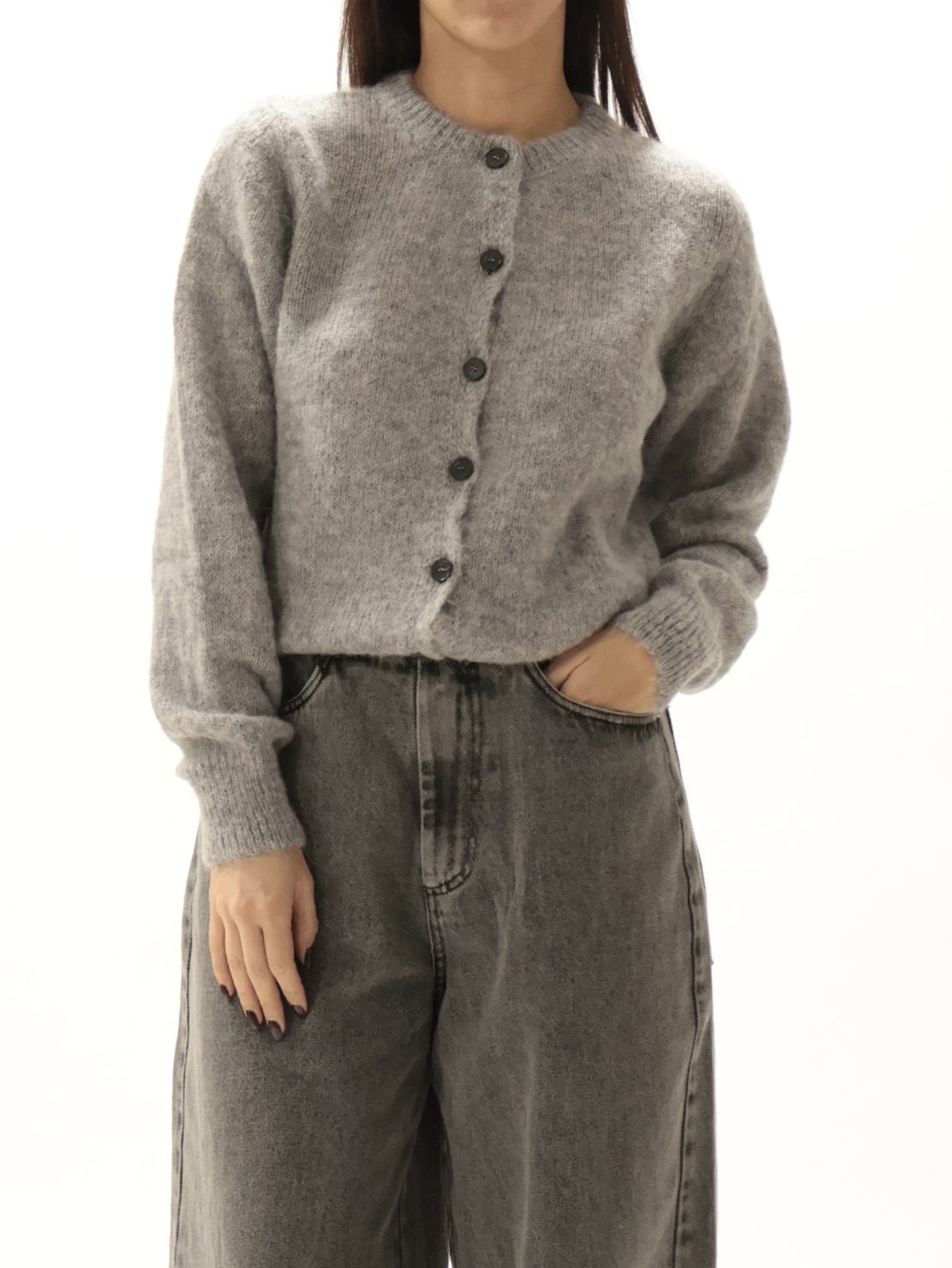 Cardigan bottoni grigio
