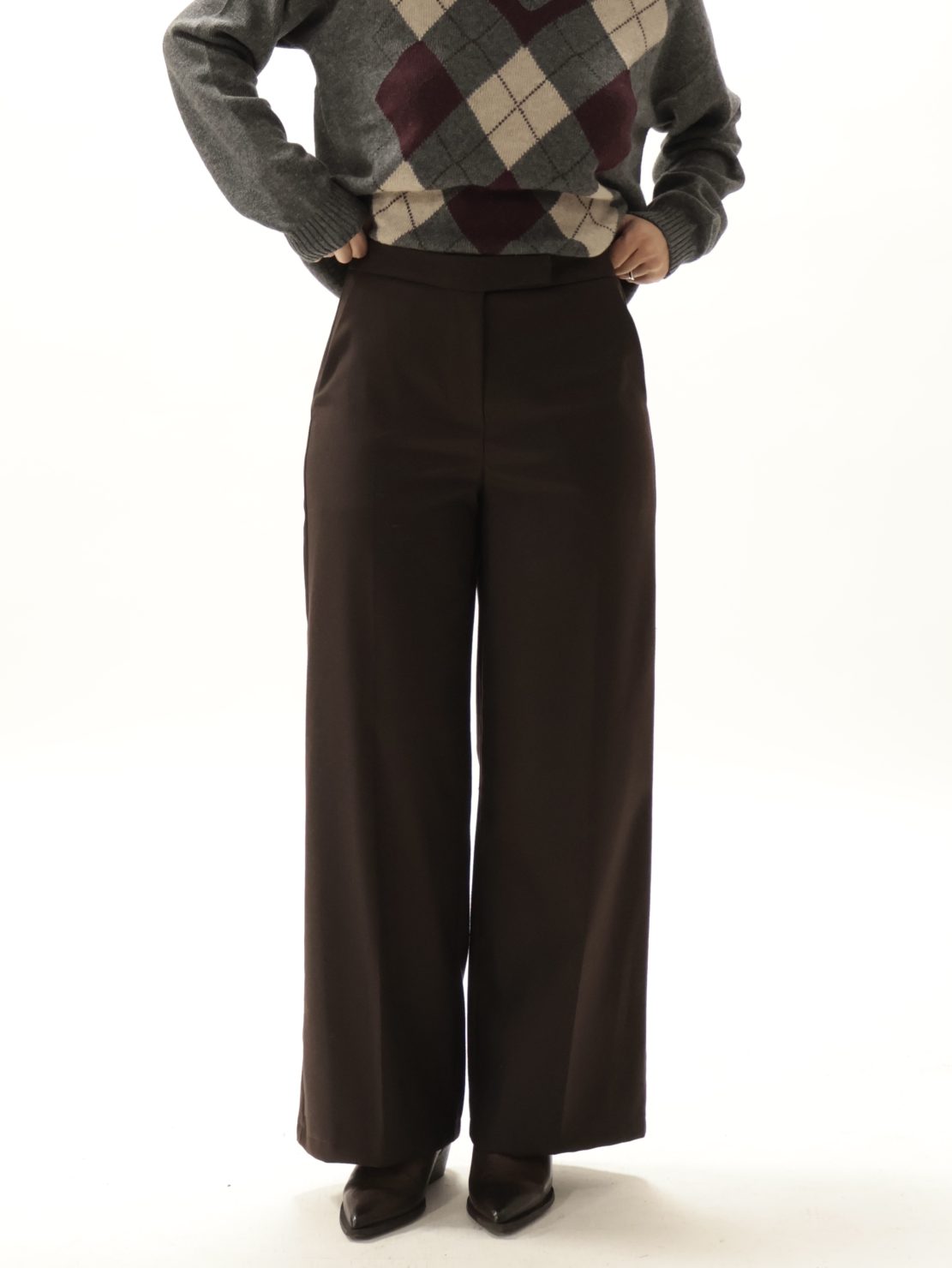 Pantalone punto milano bottone moro