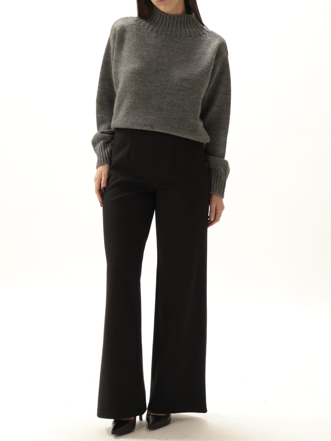 Pantalone punto milano elastico vita nero