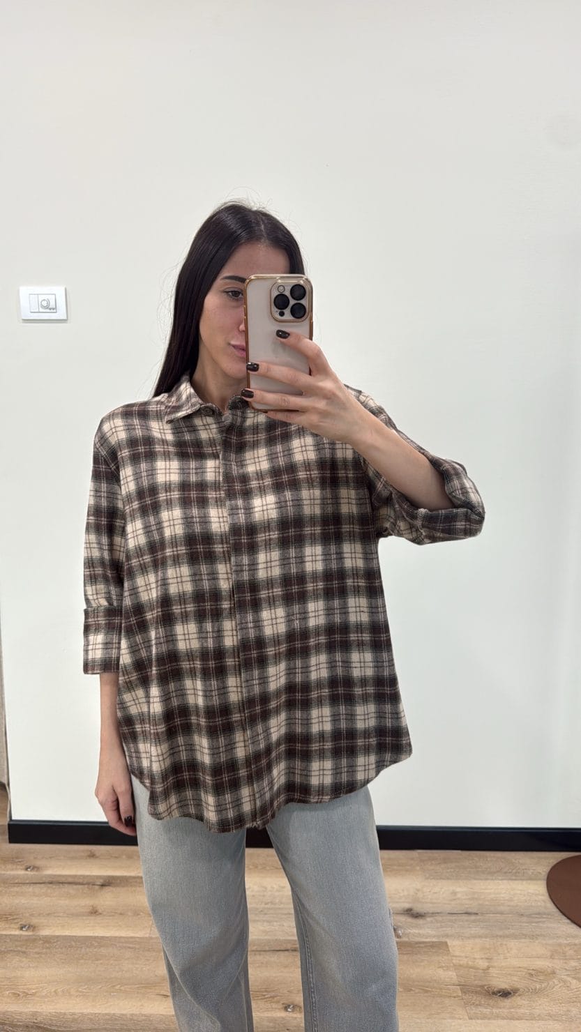 Camicia check militare/marrone