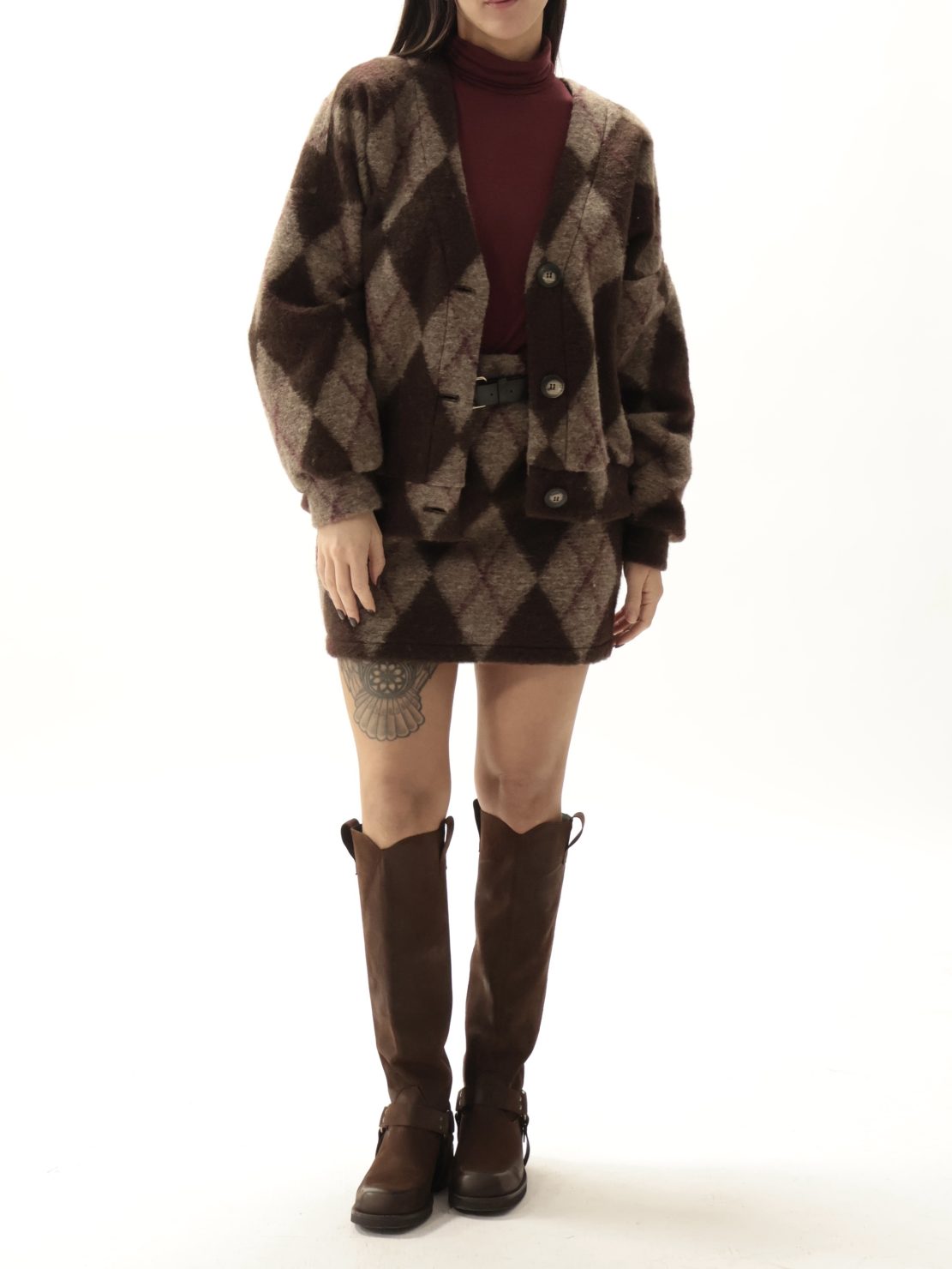 Cardigan over spalla scesa bordeaux/moro PREORDINE 03/11