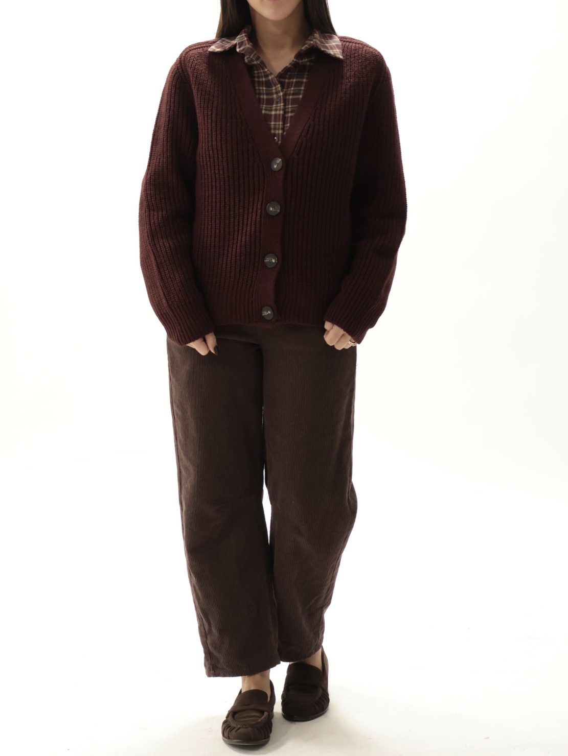 Cardigan punto pannocchia bordeaux