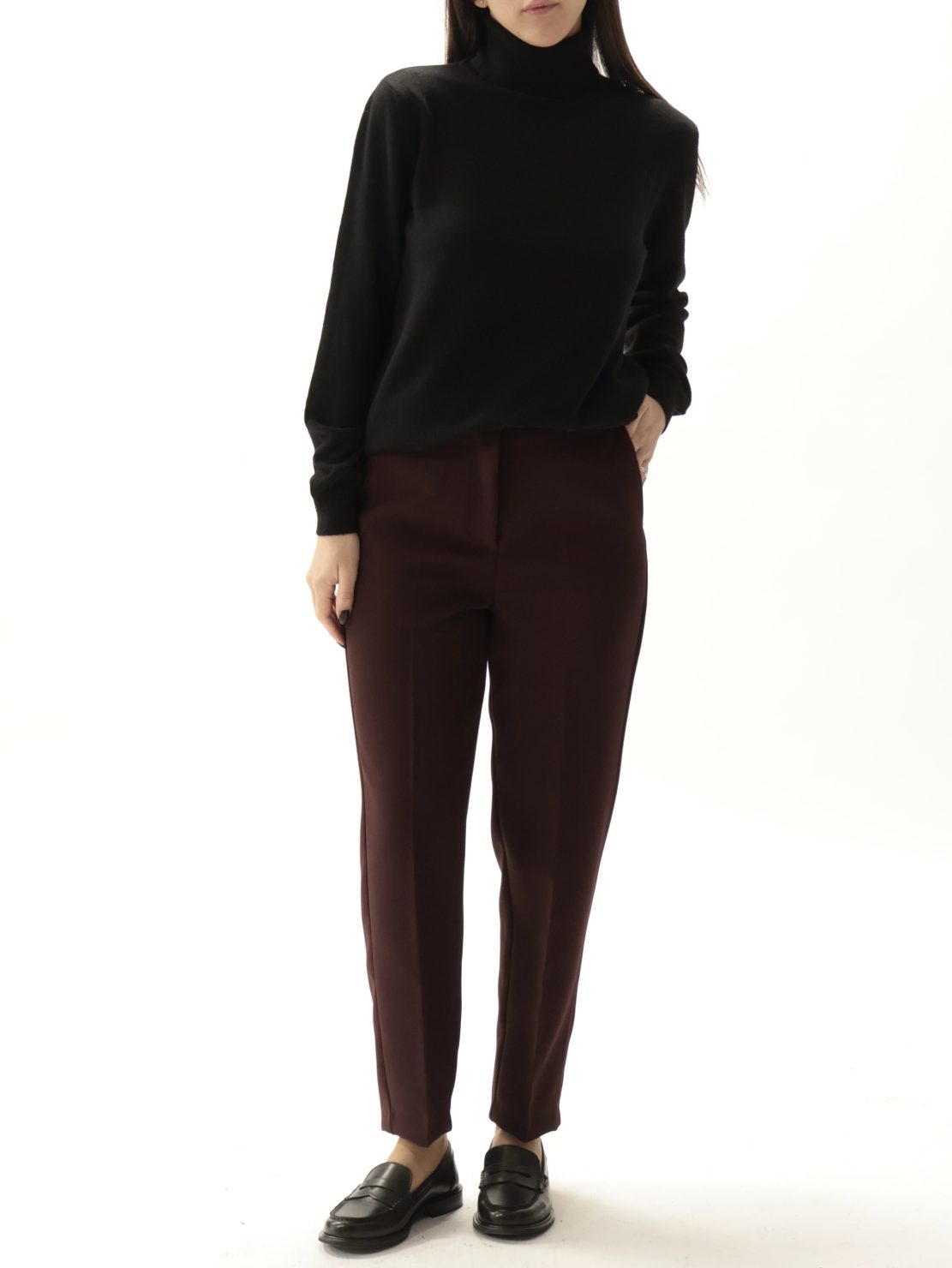 Pantalone elastico retro bordeaux