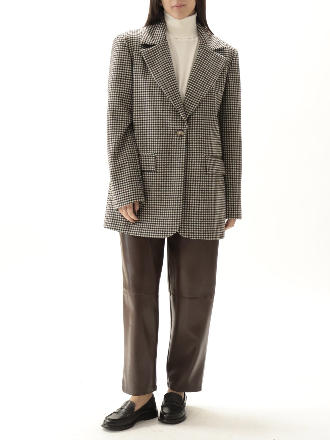 Giacca quadri nero/panna/moro