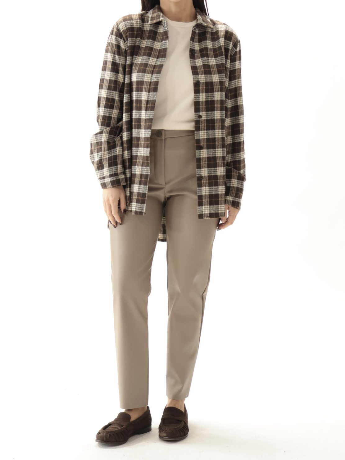 Camicia moro/beige riga cammello